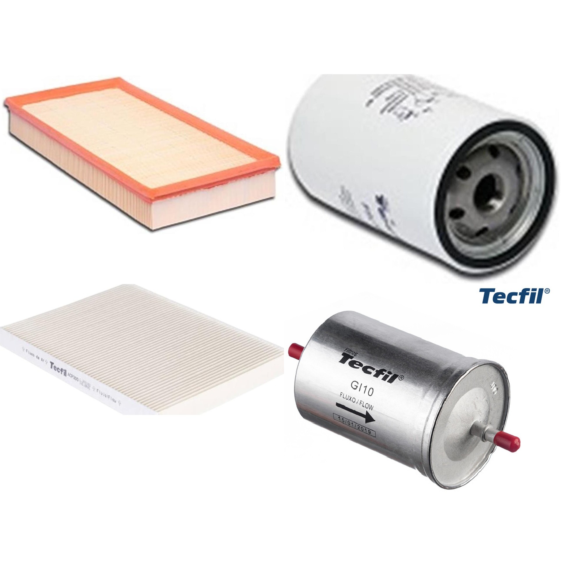 Kit Filtros de Ar do Motor, Óleo, Cabine e Combustível - Tecfil - ACP300 / ARL6093 / GI10 / PSL562