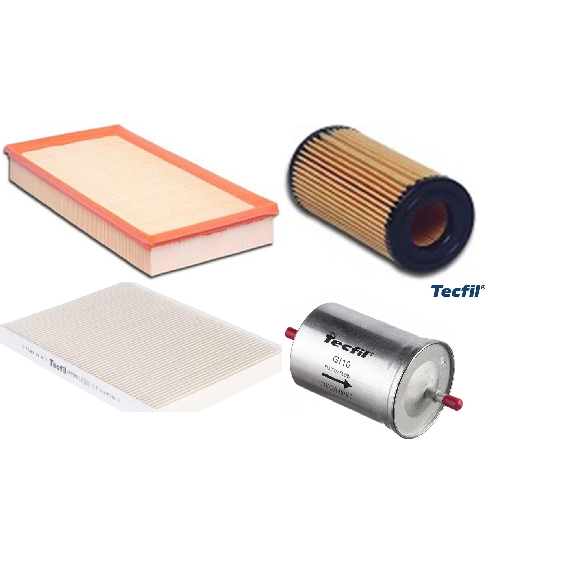 Kit Filtros de Ar do Motor, Óleo, Cabine e Combustível - Tecfil - ACP300 / ARL6093 / GI10 / PEL313