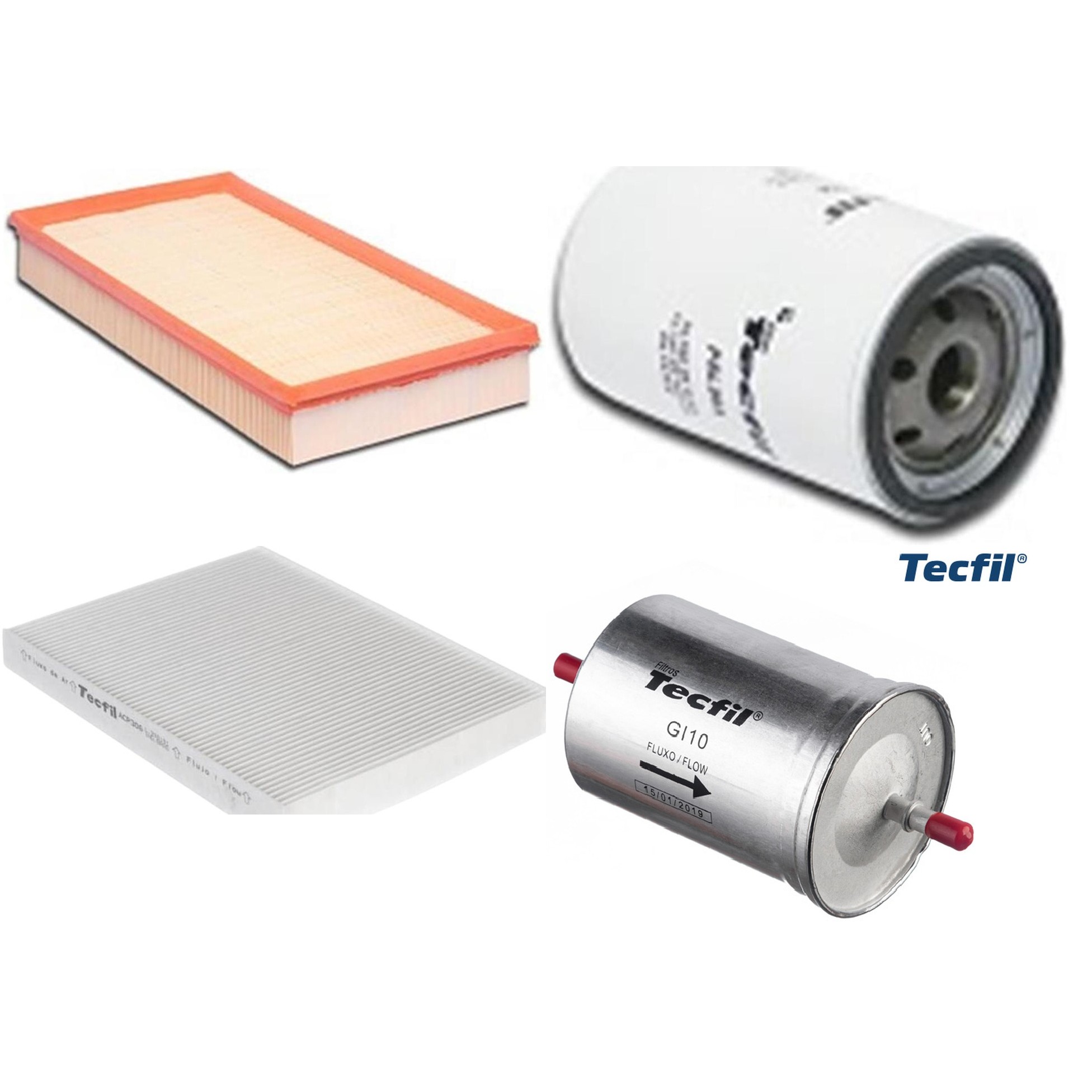 Kit Filtros de Ar do Motor, Óleo, Cabine e Combustível - Tecfil - ACP306 / ARL6093 / GI10 / PSL564