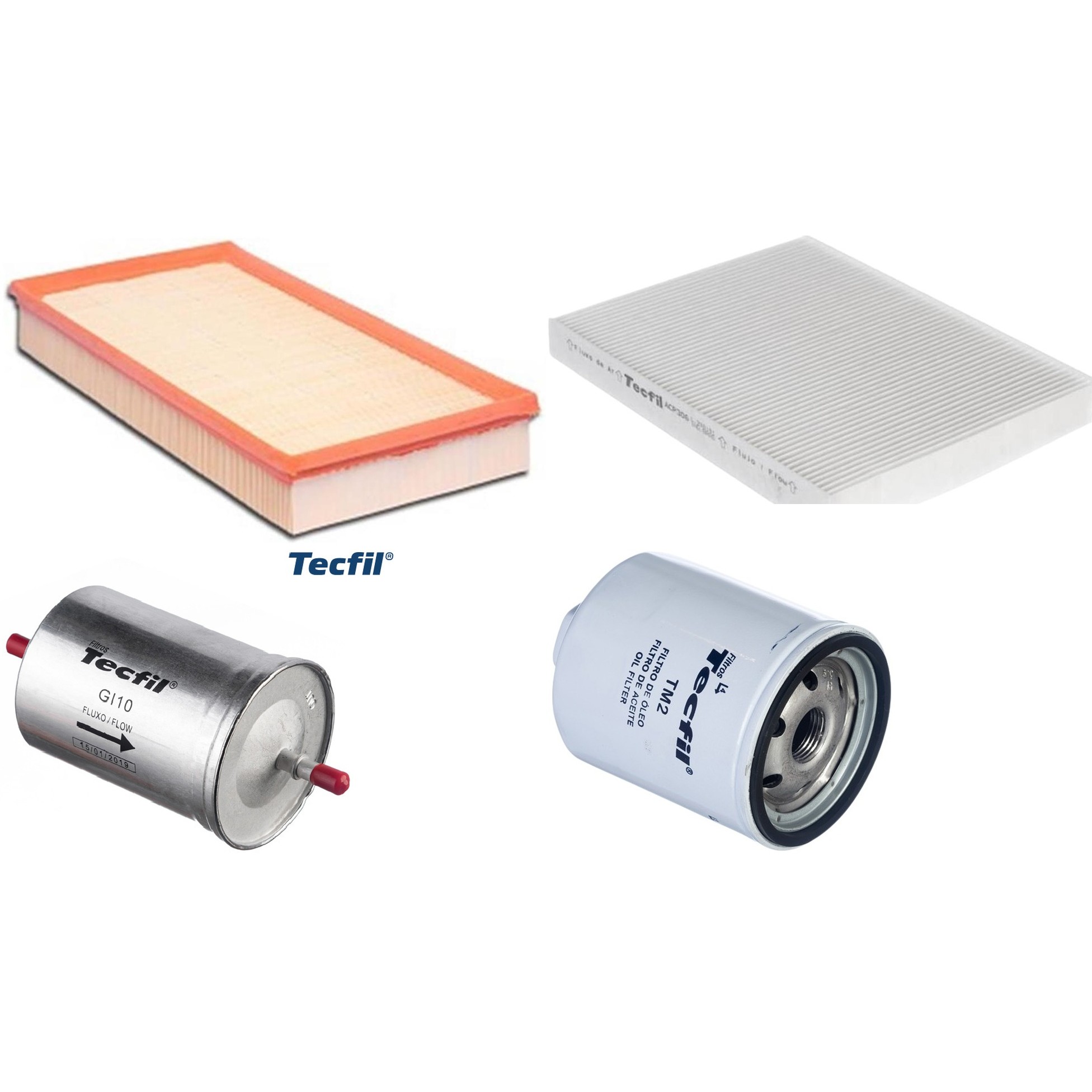 Kit Filtros de Ar do Motor, Óleo, Cabine e Combustível - Tecfil - ACP306 / ARL6093 / GI10 / PSL34MP-(TM2)