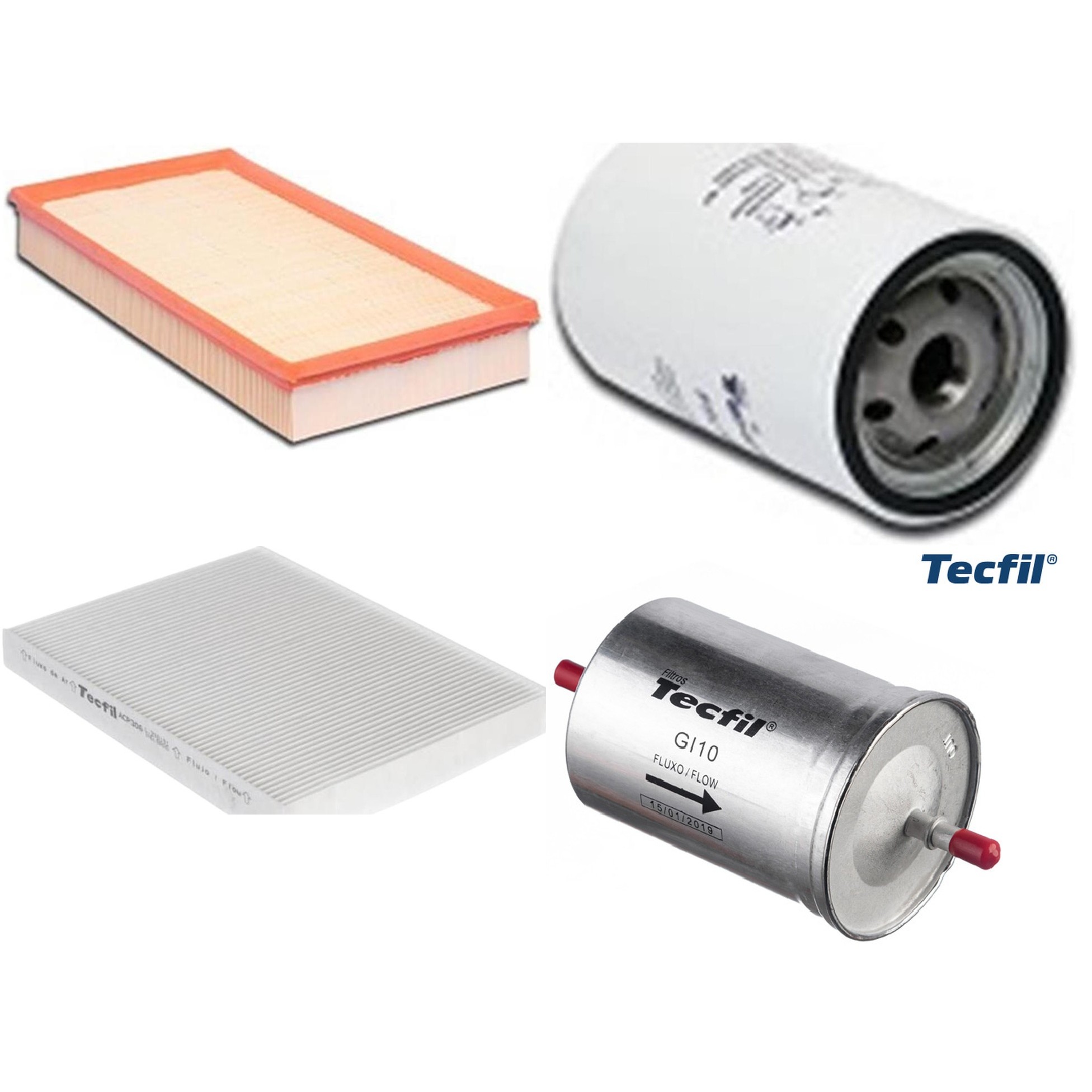 Kit Filtros de Ar do Motor, Óleo, Cabine e Combustível - Tecfil - ACP306 / ARL6093 / GI10 / PSL562