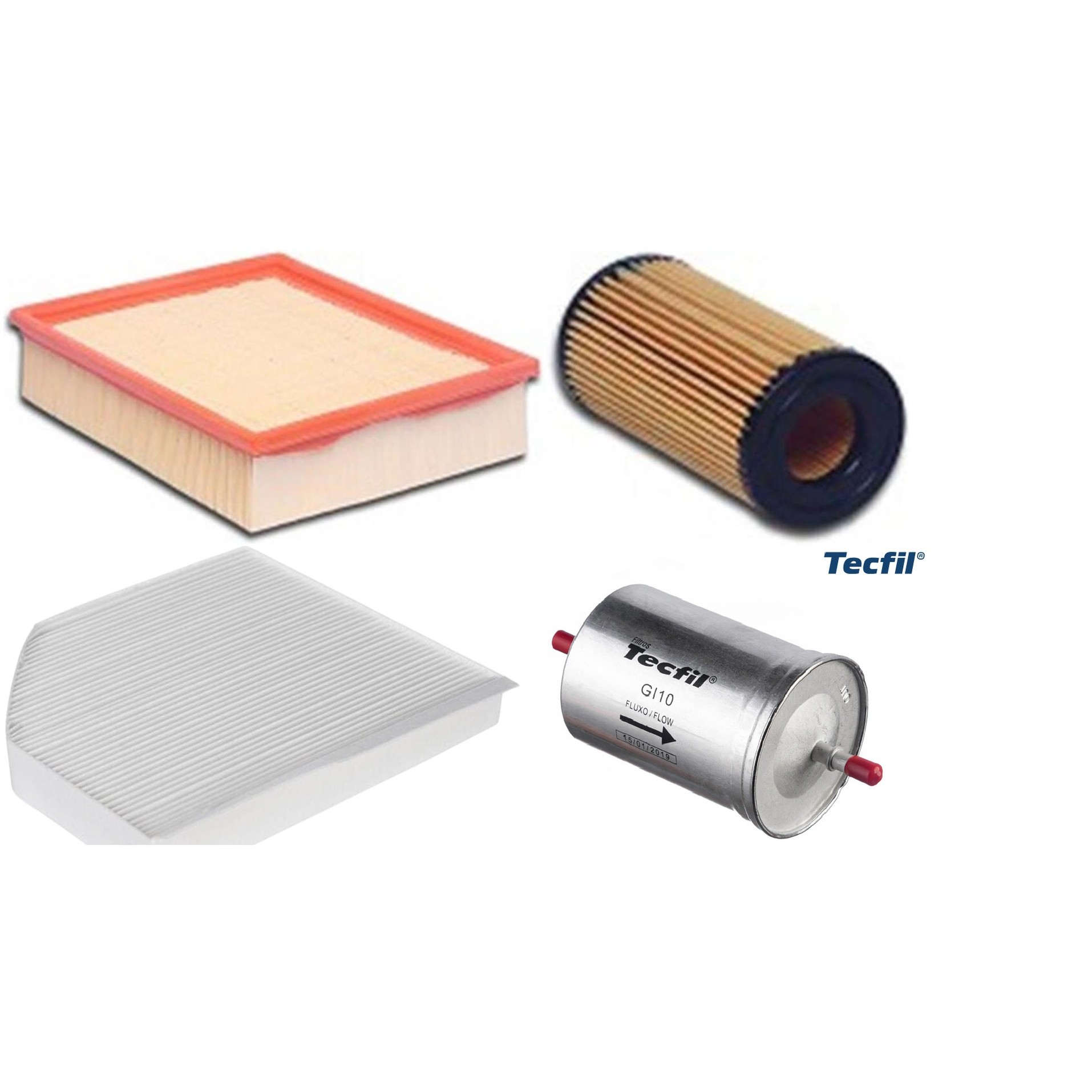 Kit Filtros de Ar do Motor, Óleo, Cabine e Combustível - Tecfil - ACP310 / ARL8837 / GI10 / PEL313