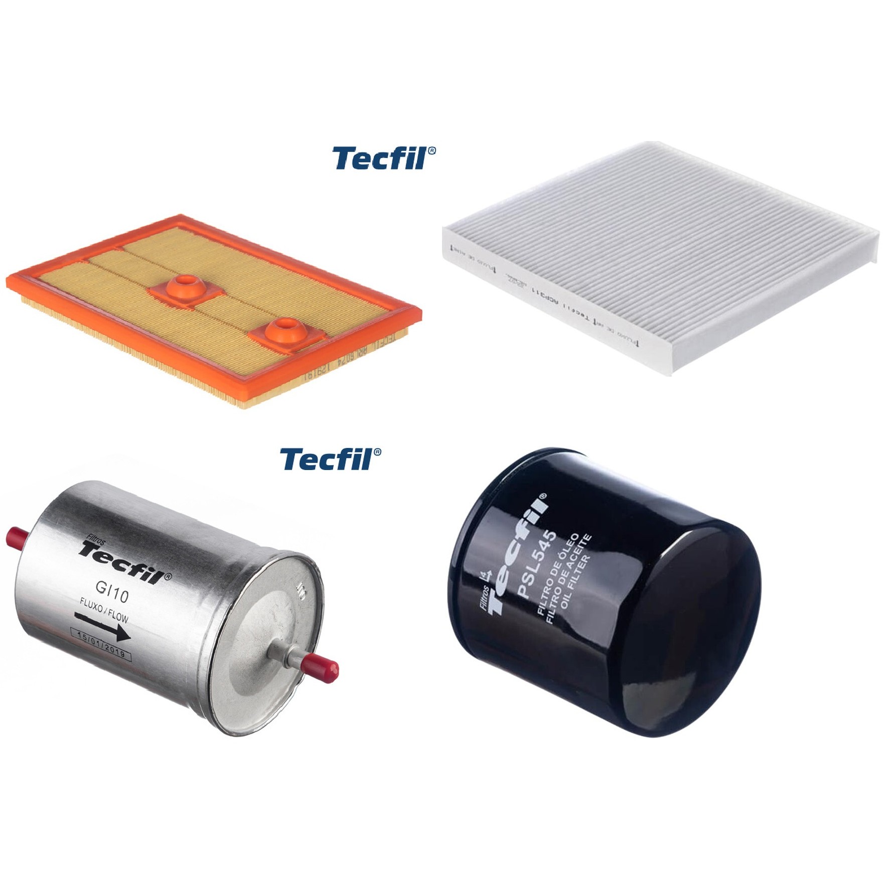 Kit Filtros de Ar do Motor, Óleo, Cabine e Combustível - Tecfil - ACP311 / ARL6074 / GI10 / PSL545