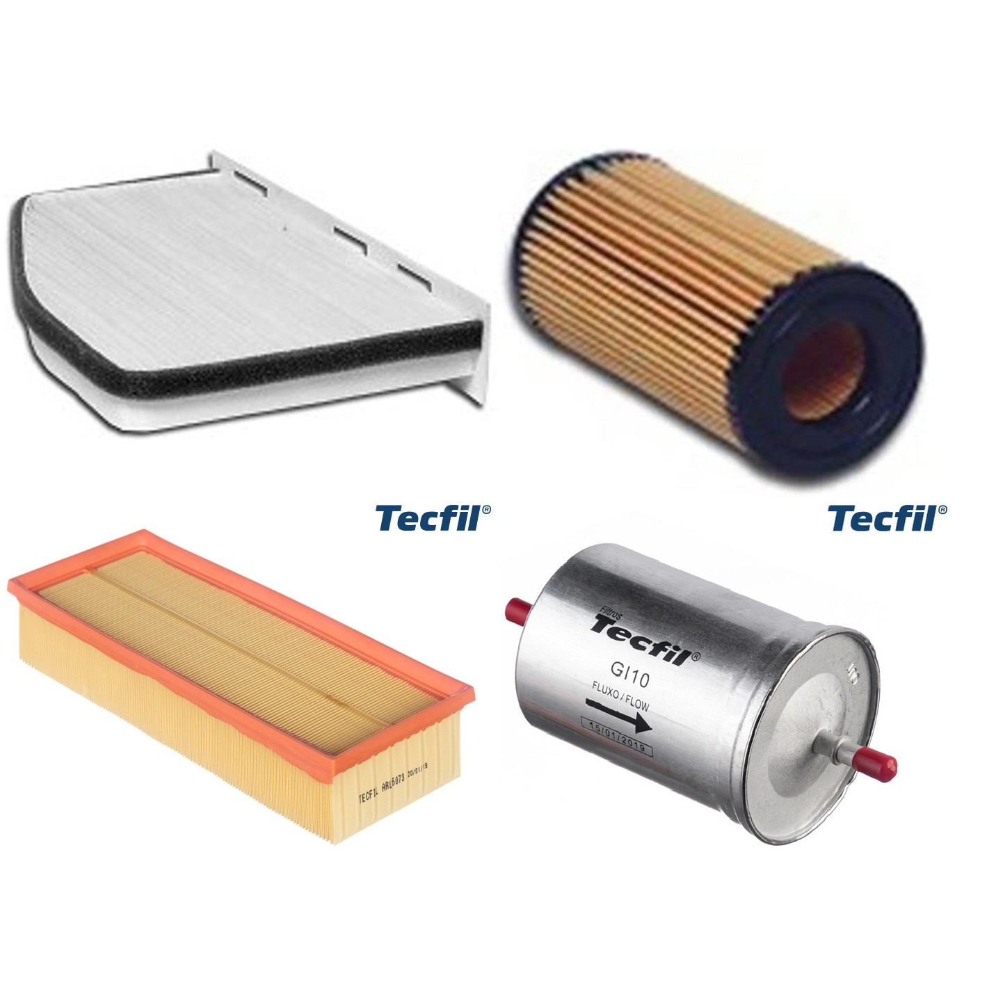 Kit Filtros de Ar do Motor, Óleo, Cabine e Combustível - Tecfil - ACP309 / ARL6073 / GI10 / PEL313
