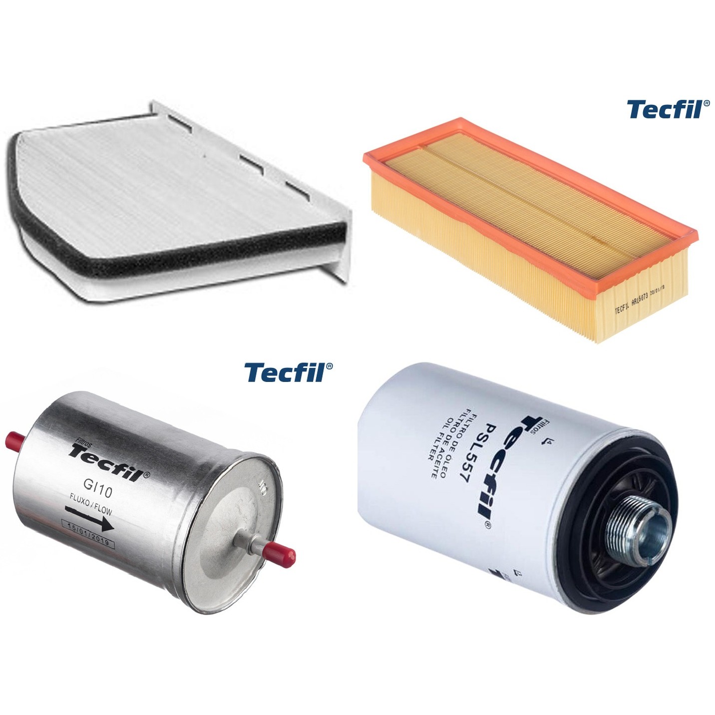 Kit Filtros de Ar do Motor, Óleo, Cabine e Combustível - Tecfil - ACP309 / ARL6073 / GI10 / PSL557