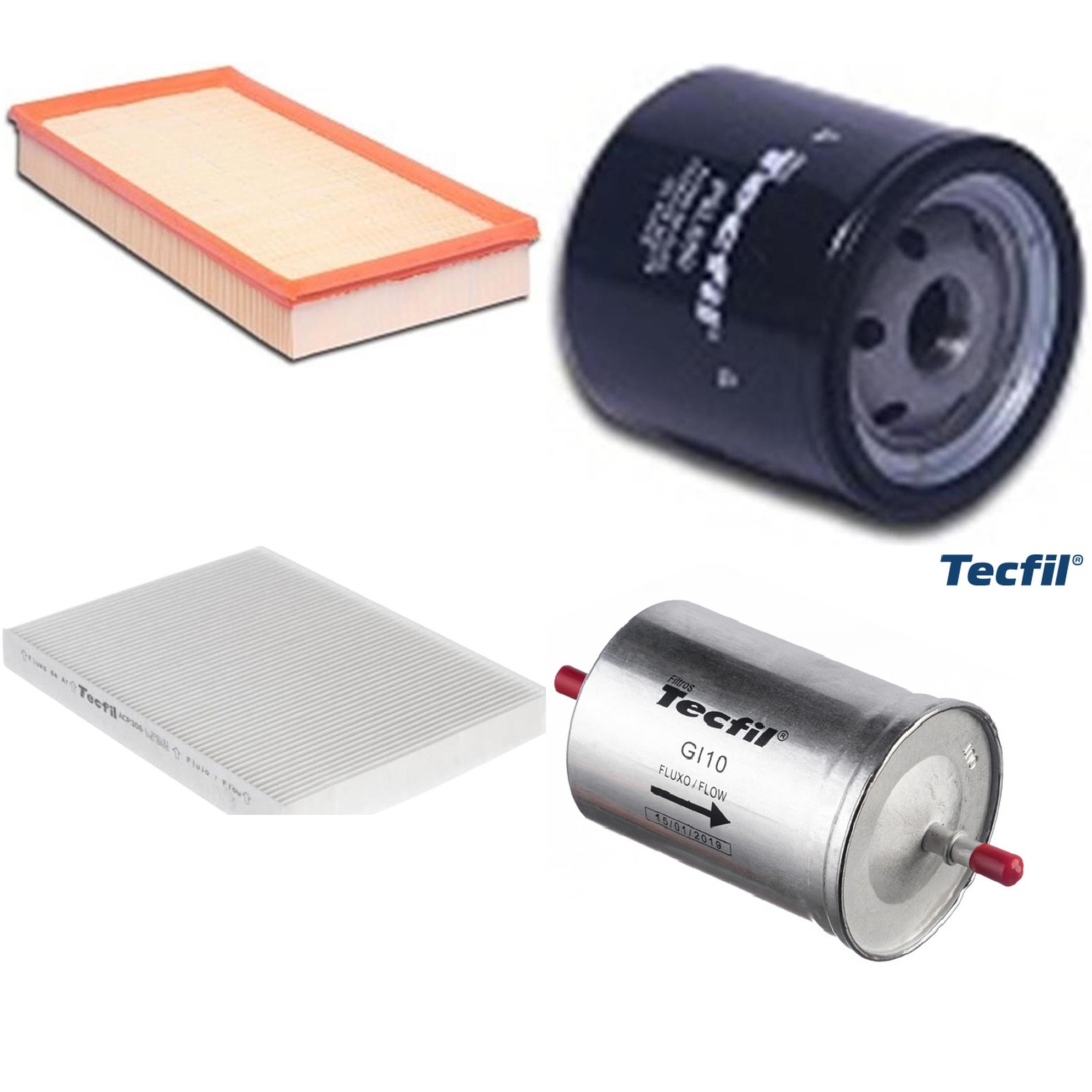 Kit Filtros de Ar do Motor, Óleo, Cabine e Combustível - Tecfil - ACP306 / ARL6093 / GI10 / PSL560