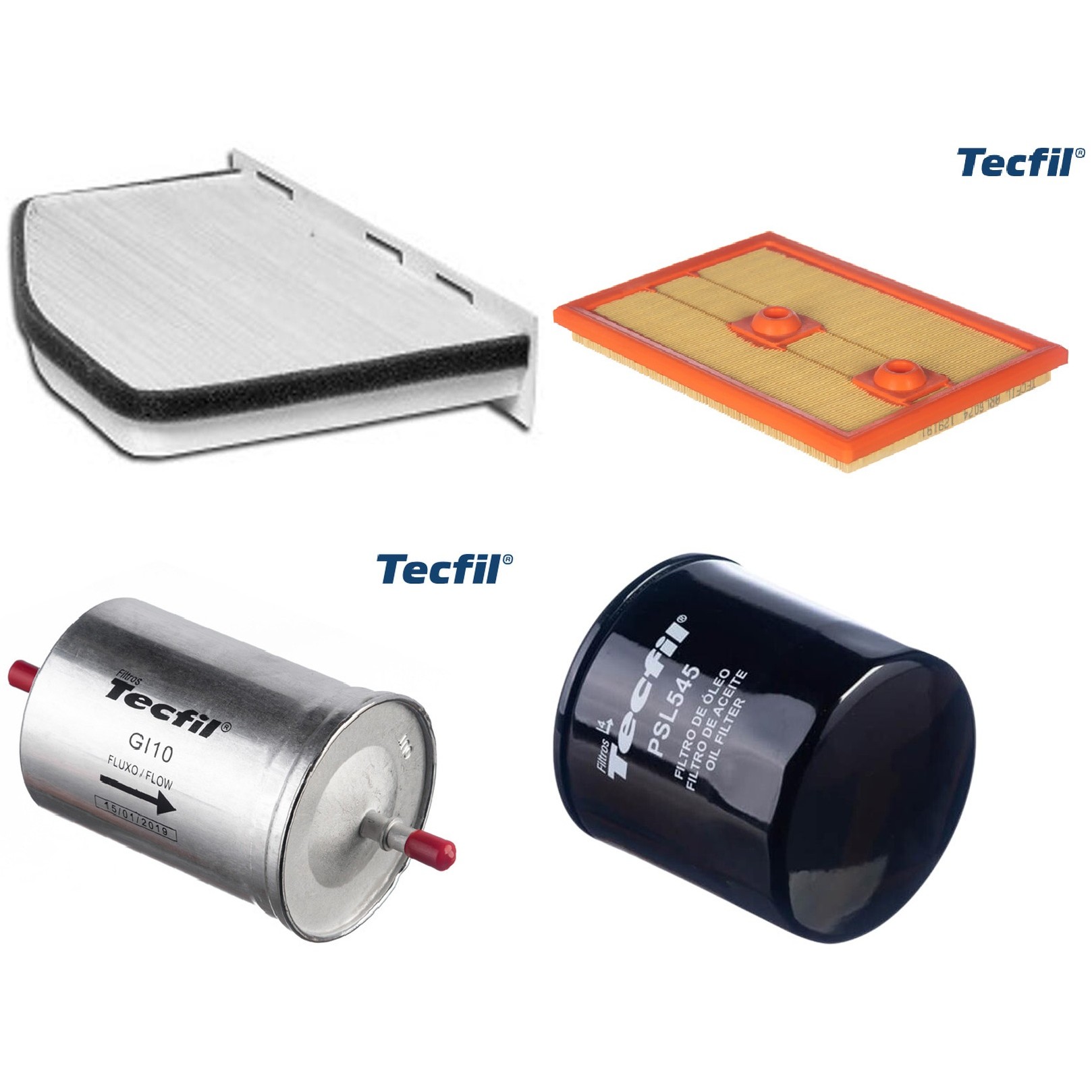 Kit Filtros de Ar do Motor, Óleo, Cabine e Combustível - Tecfil - ACP309 / ARL6074 / GI10 / PSL545