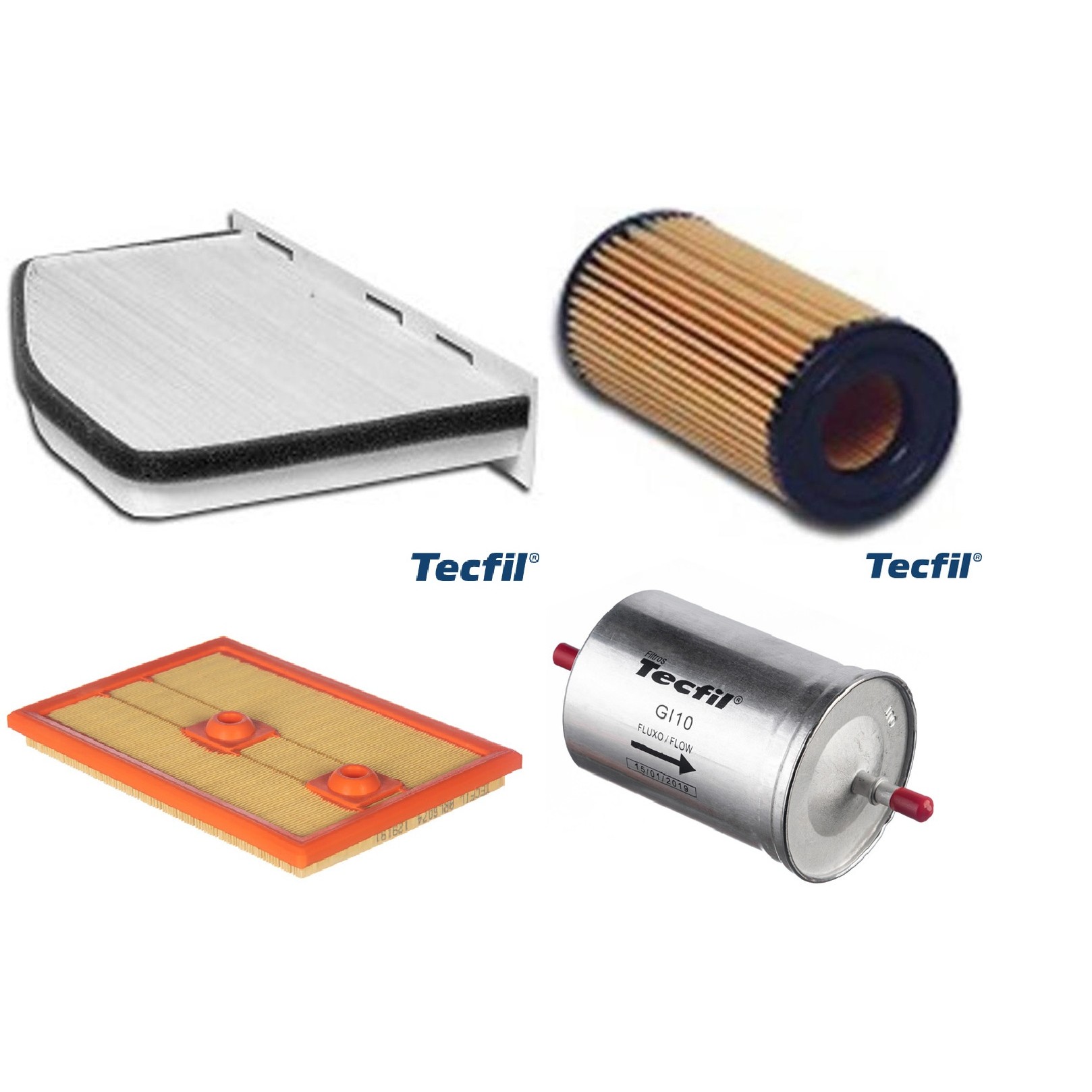 Kit Filtros de Ar do Motor, Óleo, Cabine e Combustível - Tecfil - ACP309 / ARL6074 / GI10 / PEL313