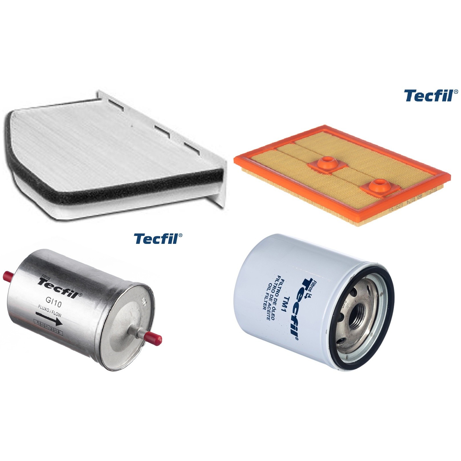 Kit Filtros de Ar do Motor, Óleo, Cabine e Combustível - Tecfil - ACP309 / ARL6074 / GI10 / PSL34M-(TM1)