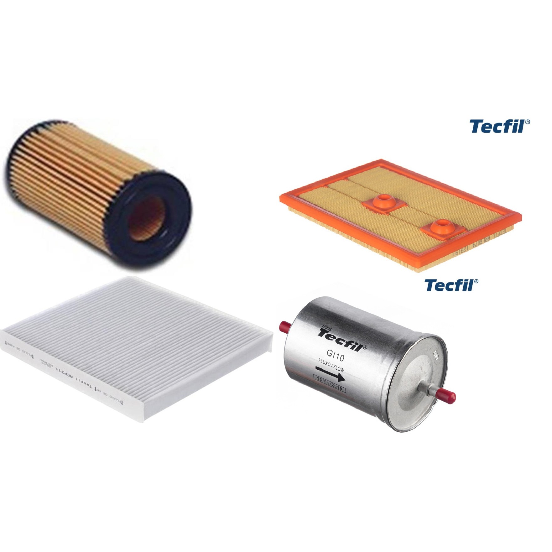 Kit Filtros de Ar do Motor, Óleo, Cabine e Combustível - Tecfil - ACP311 / ARL6074 / GI10 / PEL313