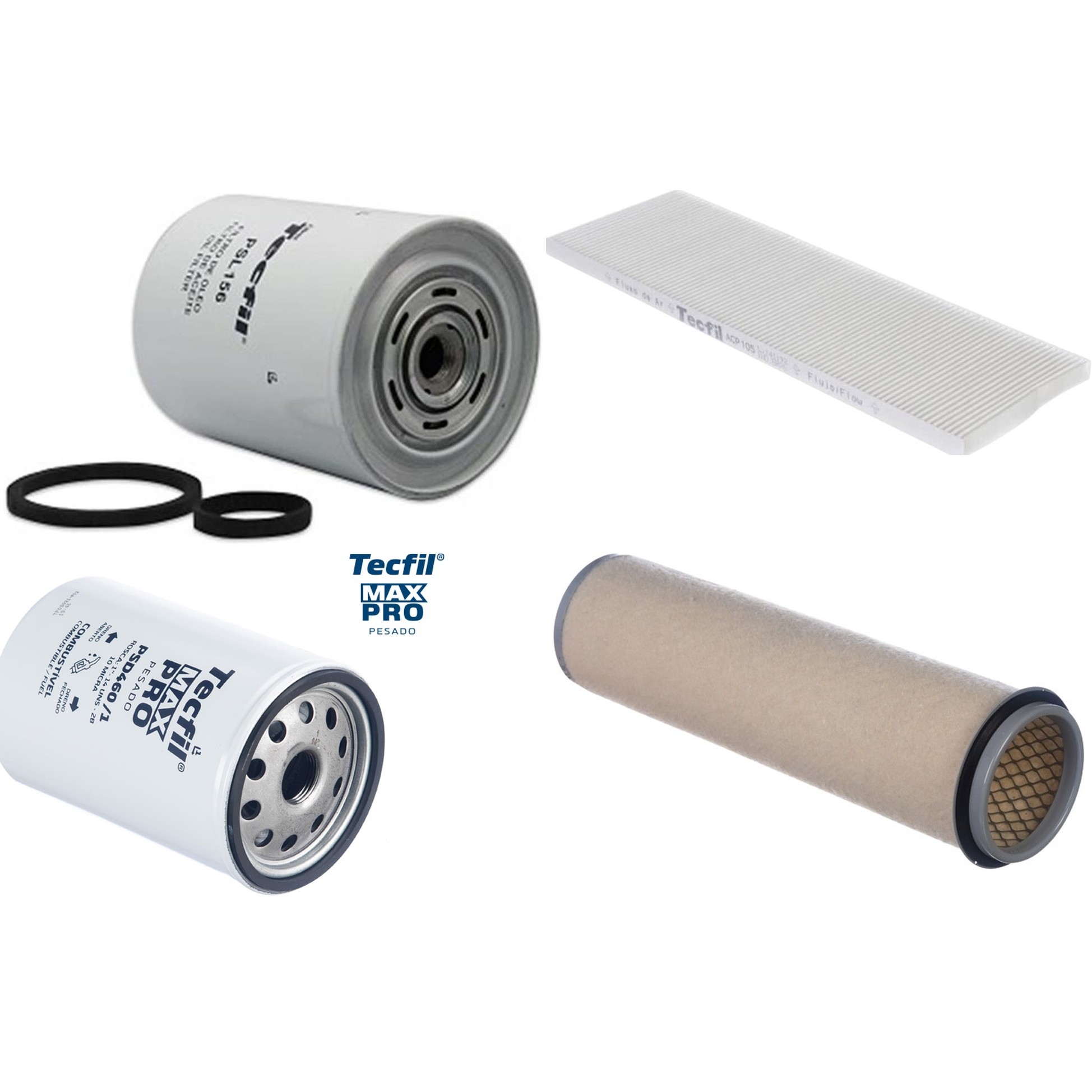 Kit Filtros de Ar do Motor, Óleo, Cabine e Combustível - Tecfil - ACP105 / AS840 / PSD460/1 / PSL156