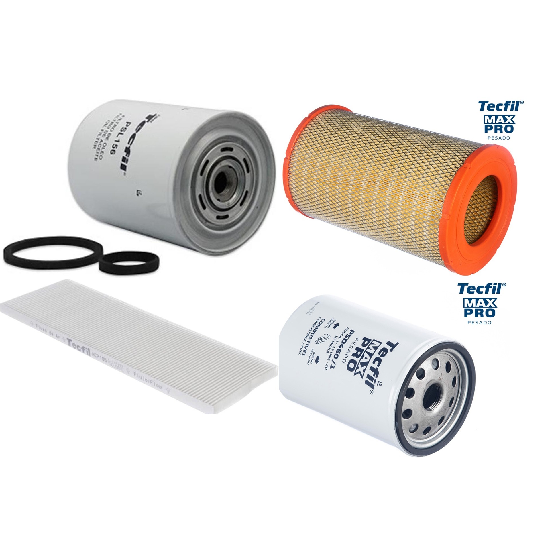 Kit Filtros de Ar do Motor, Óleo, Cabine e Combustível - Tecfil - ACP105 / ARS9837 / PSD460/1 / PSL156