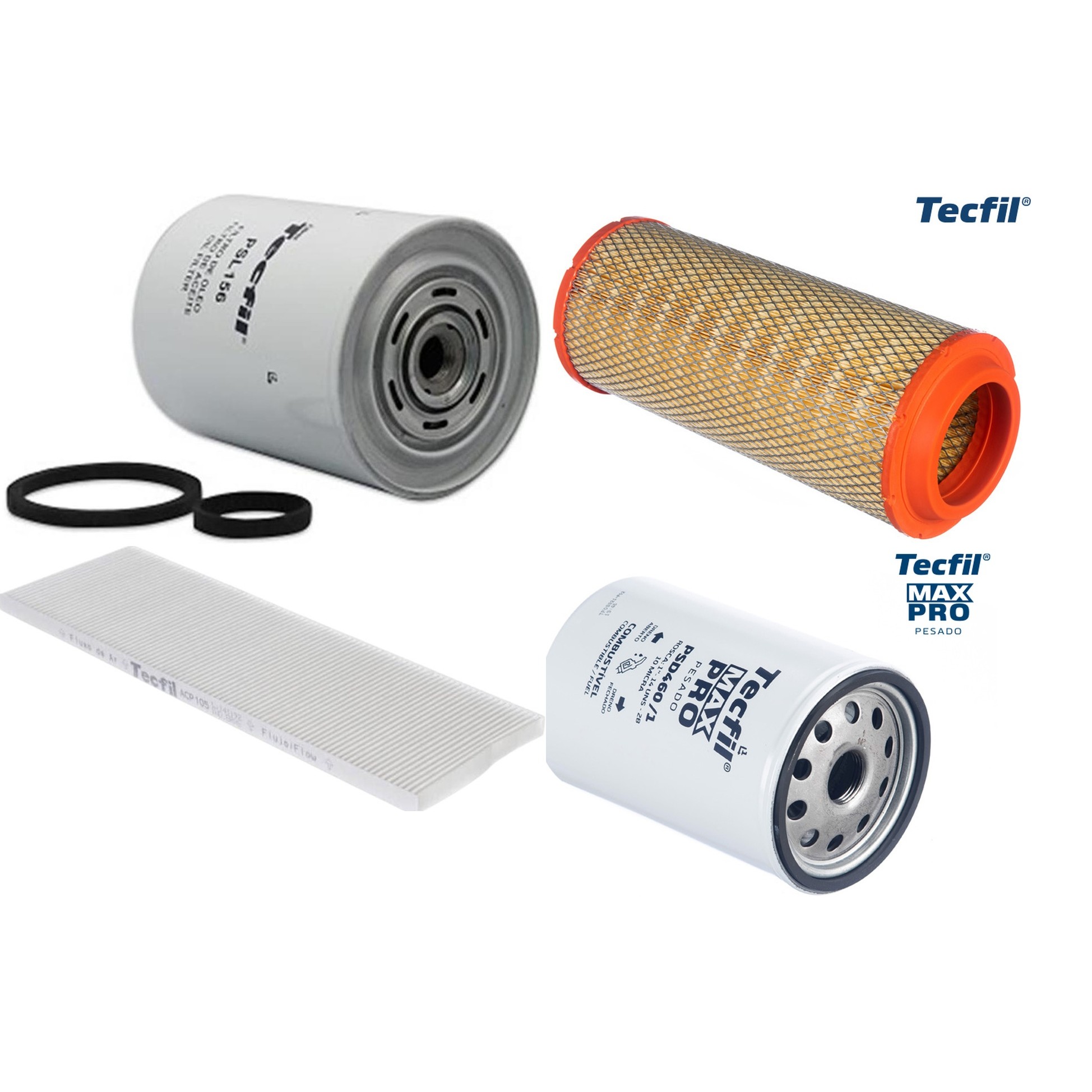 Kit Filtros de Ar do Motor, Óleo, Cabine e Combustível - Tecfil - ACP105 / ARS8234 / PSD460/1 / PSL156