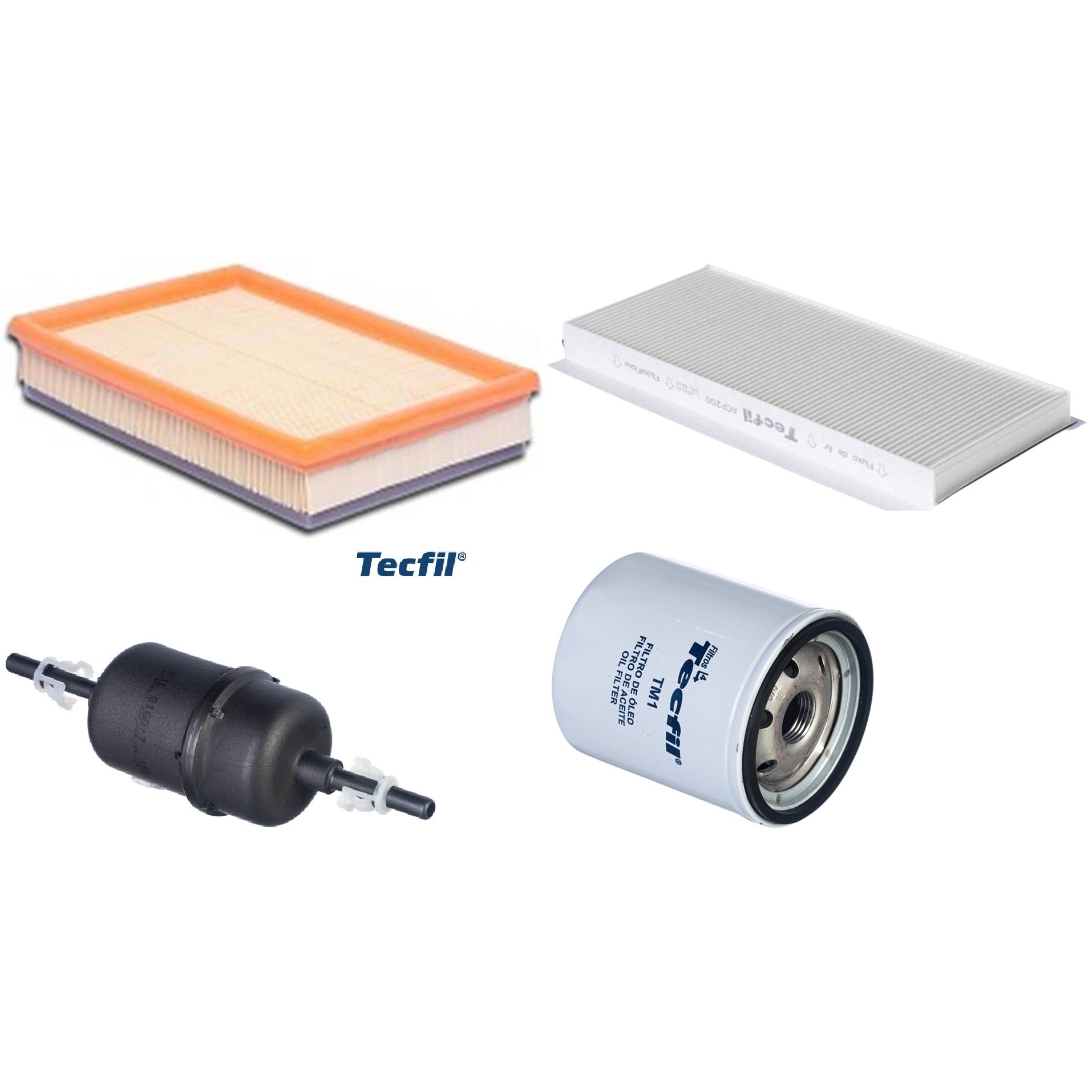 Kit Filtros de Ar do Motor, Óleo, Cabine e Combustível - Tecfil - ACP200 / ARL9603 / GI60/7 / PSL34M-(TM1)