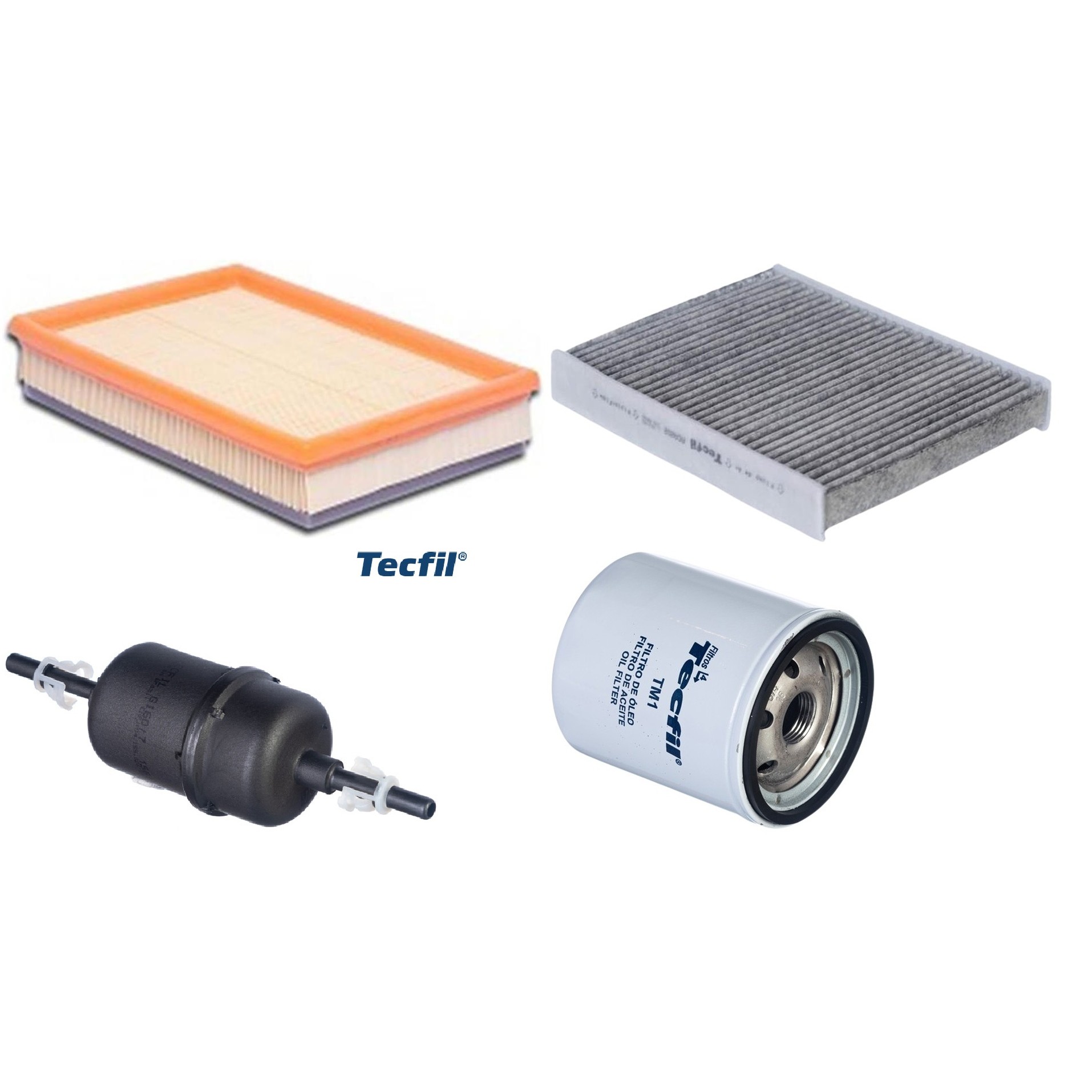 Kit Filtros de Ar do Motor, Óleo, Cabine e Combustível - Tecfil - ACA202 / ARL9603 / GI60/7 / PSL34M-(TM1)