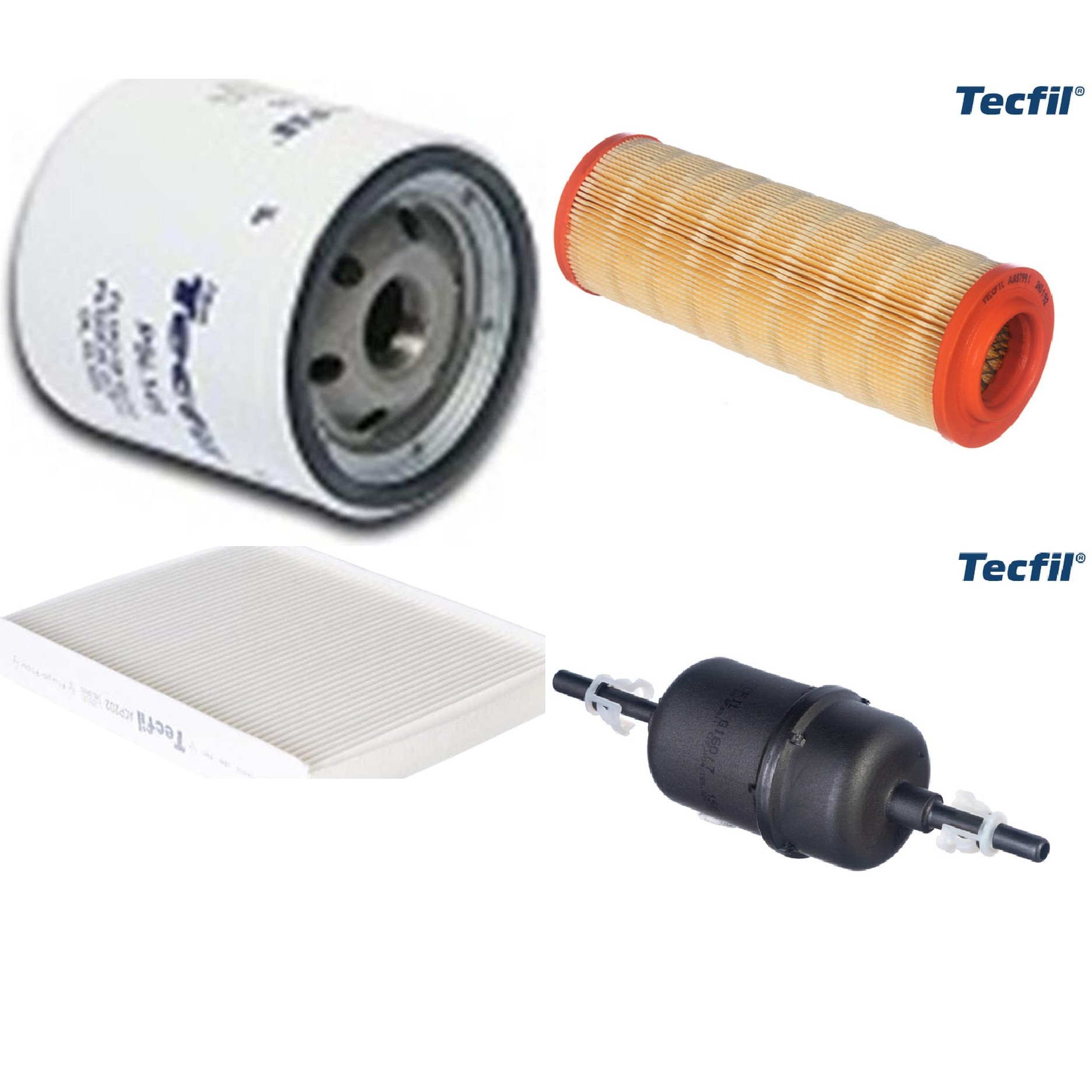 Kit Filtros de Ar do Motor, Óleo, Cabine e Combustível - Tecfil - ACP202 / ARS7991 / GI60/7 / PSL145