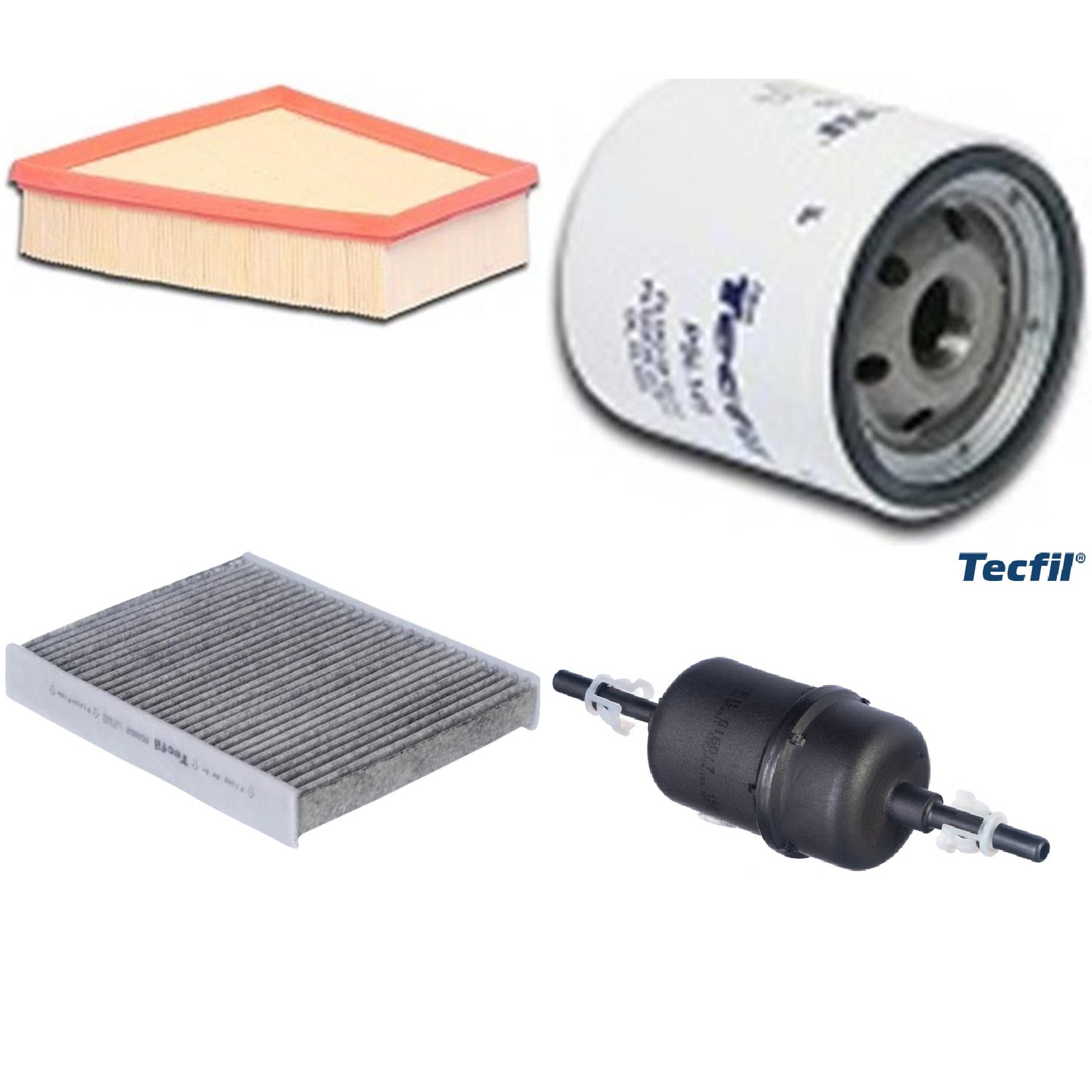 Kit Filtros de Ar do Motor, Óleo, Cabine e Combustível - Tecfil - ACA202 / ART6098 / GI60/7 / PSL145