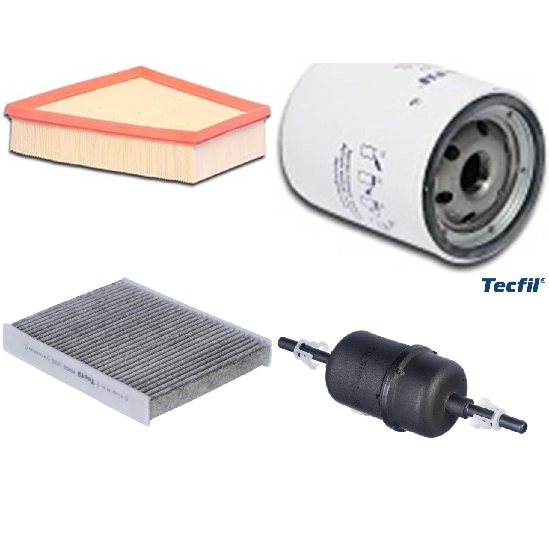 Kit Filtros de Ar do Motor, Óleo, Cabine e Combustível - Tecfil - ACA202 / ART6098 / GI60/7 / PSL147