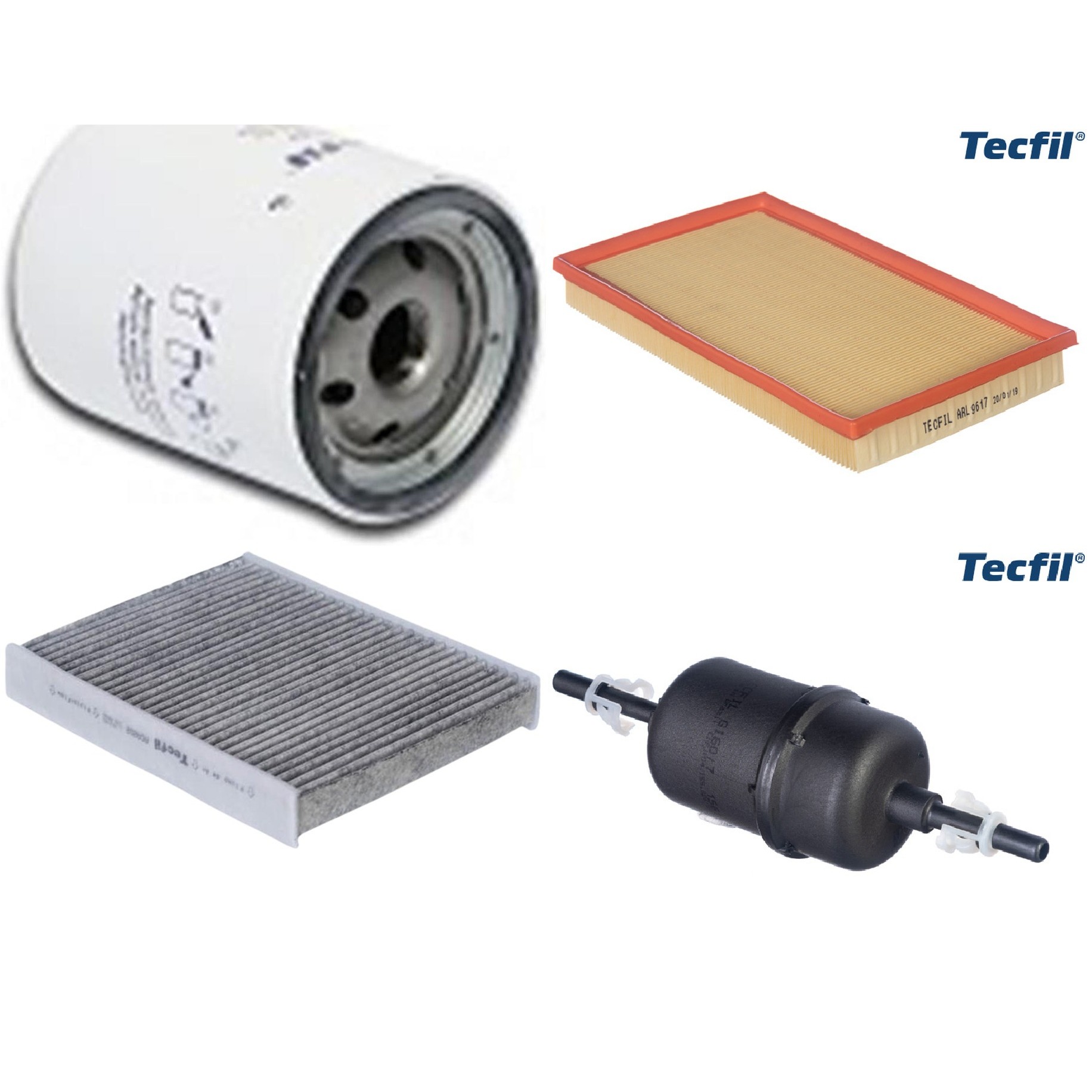 Kit Filtros de Ar do Motor, Óleo, Cabine e Combustível - Tecfil - ACA202 / ARL9617 / GI60/7 / PSL147