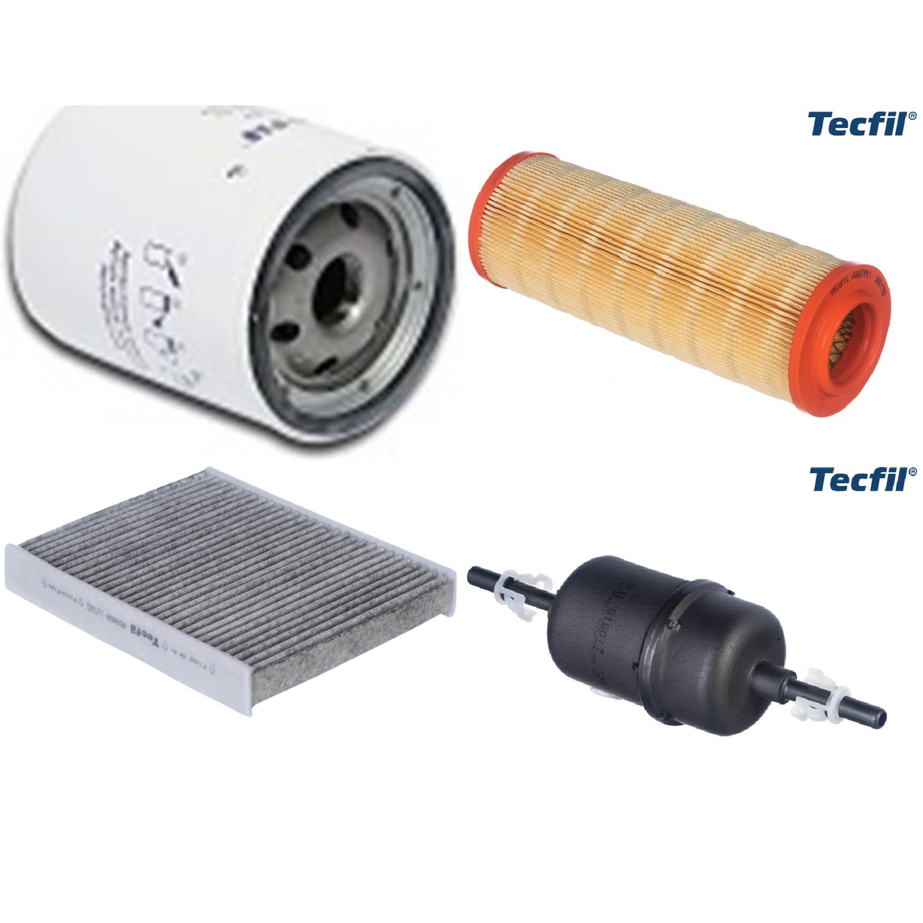 Kit Filtros de Ar do Motor, Óleo, Cabine e Combustível - Tecfil - ACA202 / ARS7991 / GI60/7 / PSL147