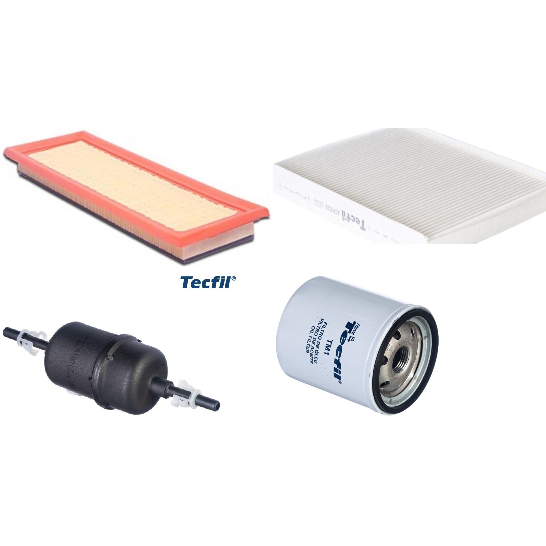 Kit Filtros de Ar do Motor, Óleo, Cabine e Combustível - Tecfil - ACP202 / ARL9609 / GI60/7 / PSL34M-(TM1)