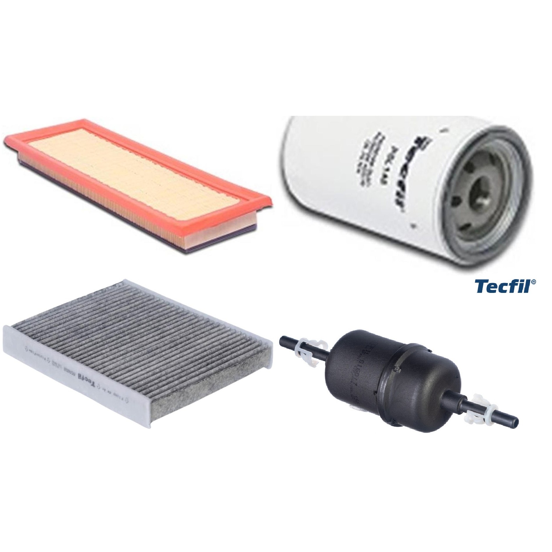 Kit Filtros de Ar do Motor, Óleo, Cabine e Combustível - Tecfil - ACA202 / ARL9609 / GI60/7 / PSL148