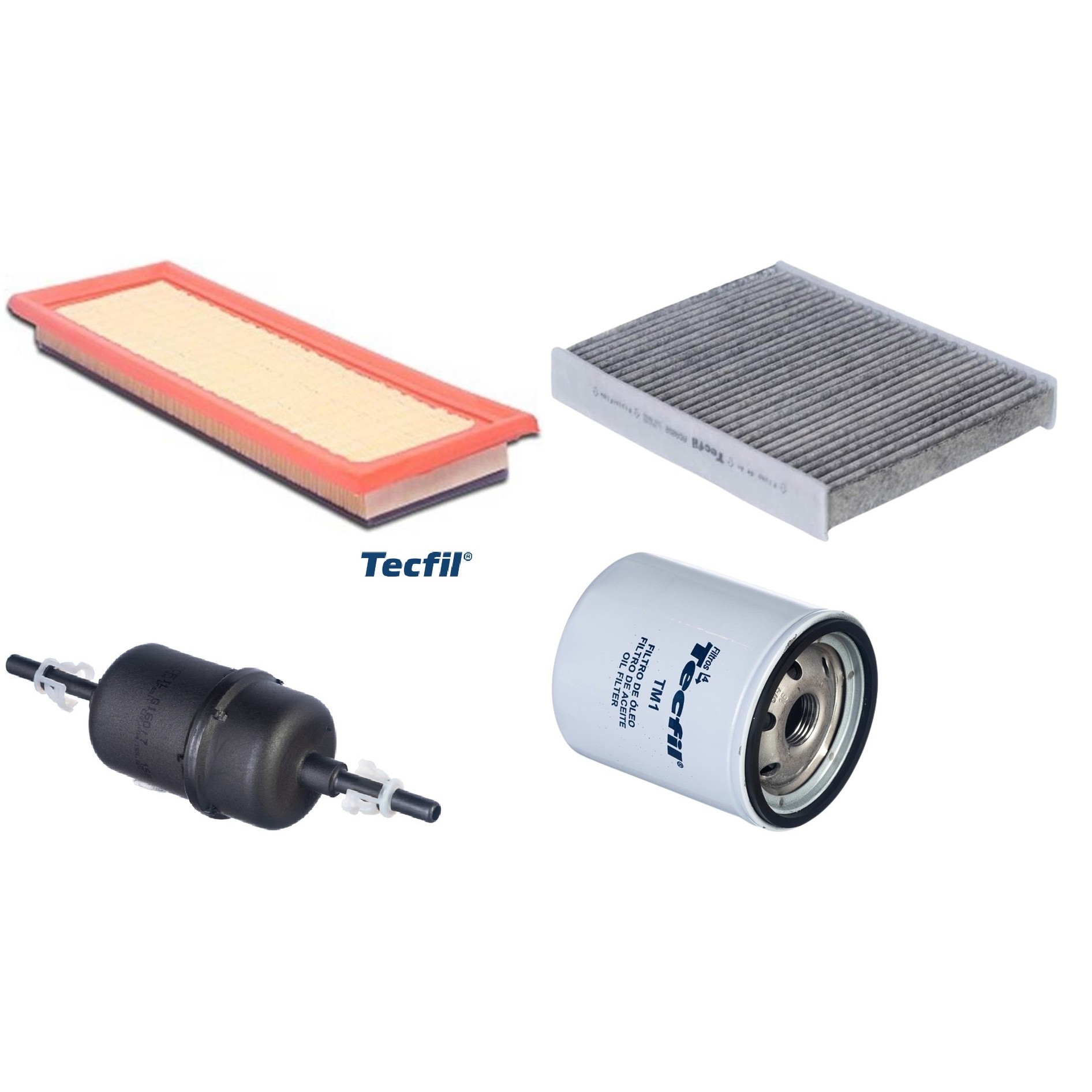Kit Filtros de Ar do Motor, Óleo, Cabine e Combustível - Tecfil - ACA202 / ARL9609 / GI60/7 / PSL34M-(TM1)