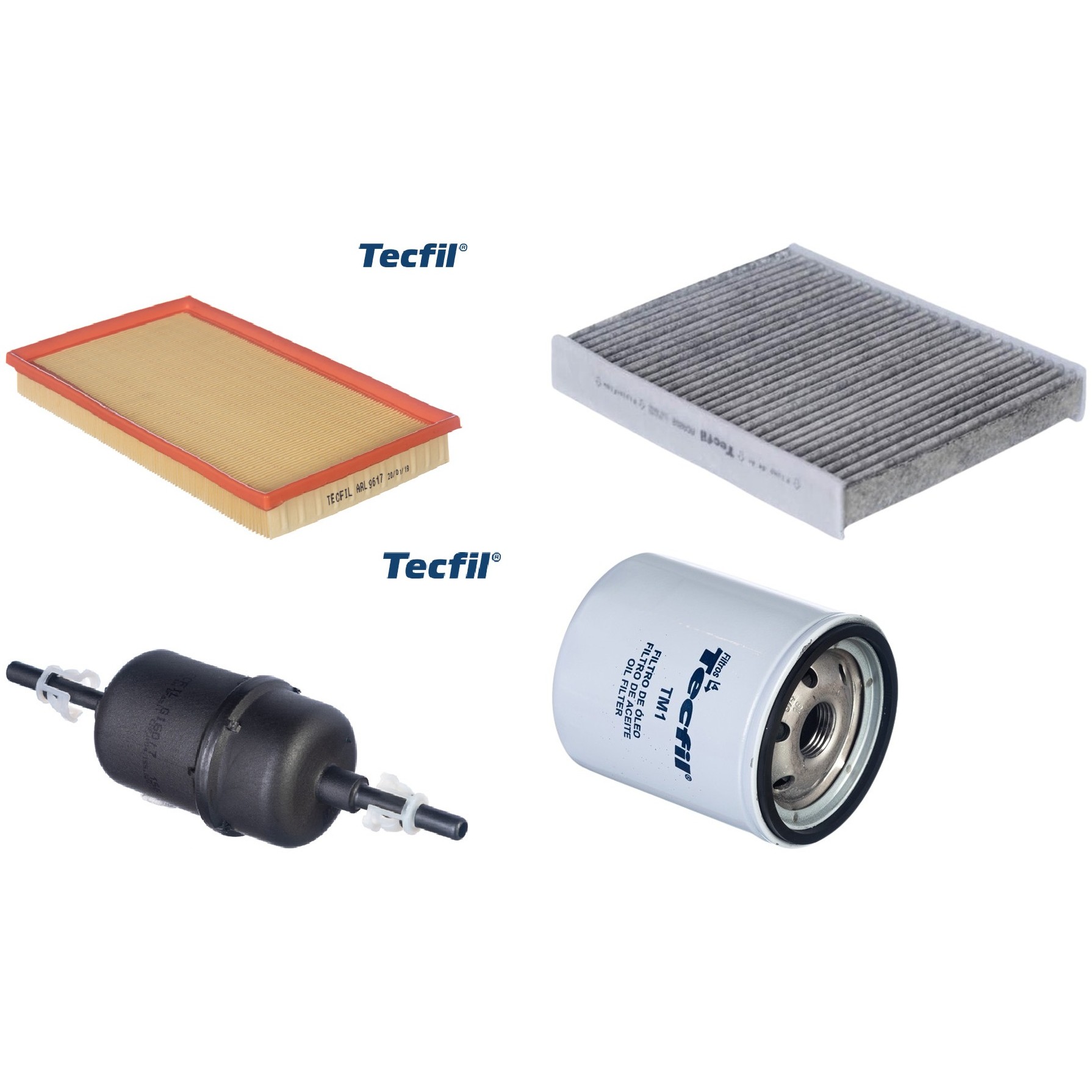 Kit Filtros de Ar do Motor, Óleo, Cabine e Combustível - Tecfil - ACA202 / ARL9617 / GI60/7 / PSL34M-(TM1)