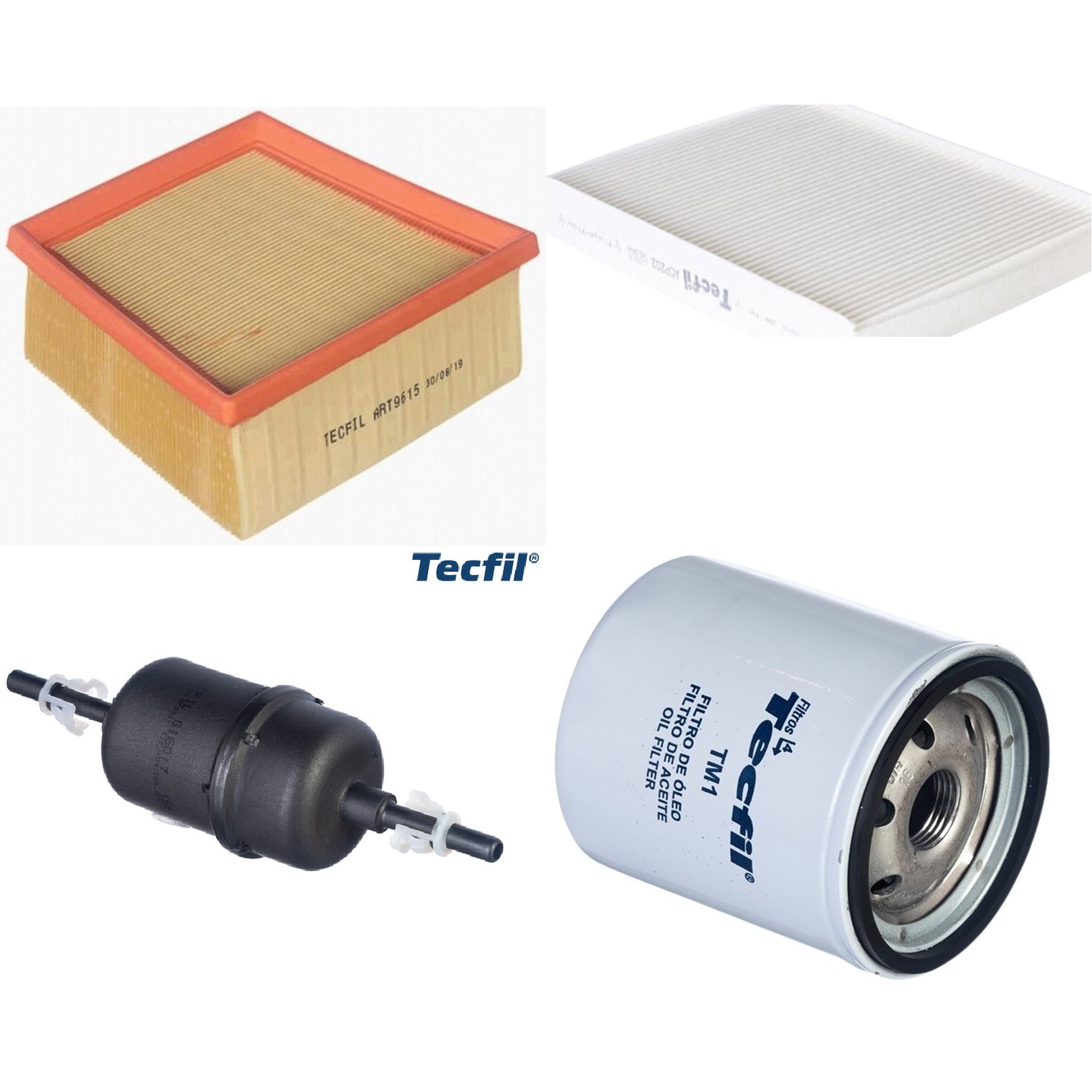 Kit Filtros de Ar do Motor, Óleo, Cabine e Combustível - Tecfil - ACP202 / ART9615 / GI60/7 / PSL34M-(TM1)