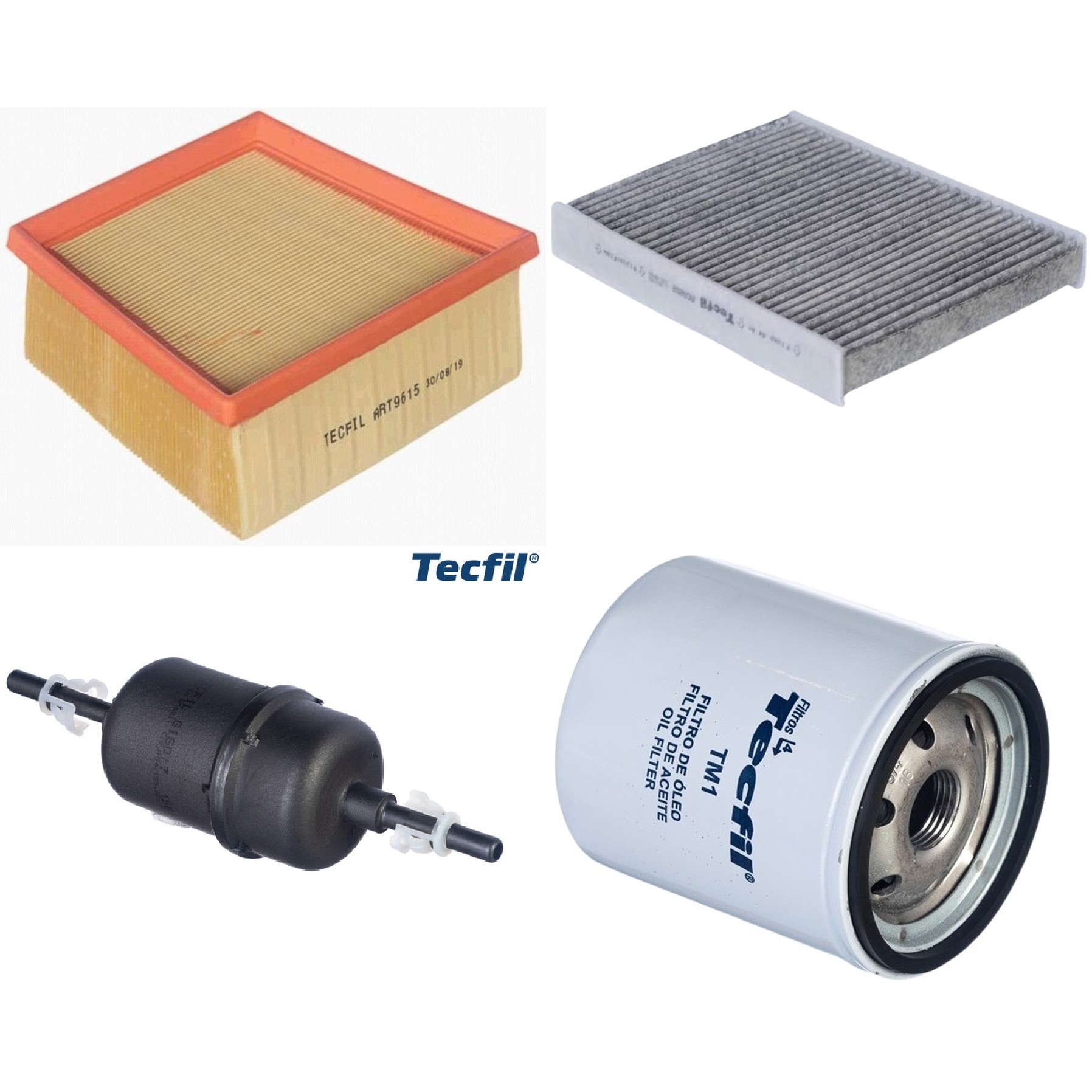 Kit Filtros de Ar do Motor, Óleo, Cabine e Combustível - Tecfil - ACA202 / ART9615 / GI60/7 / PSL34M-(TM1)