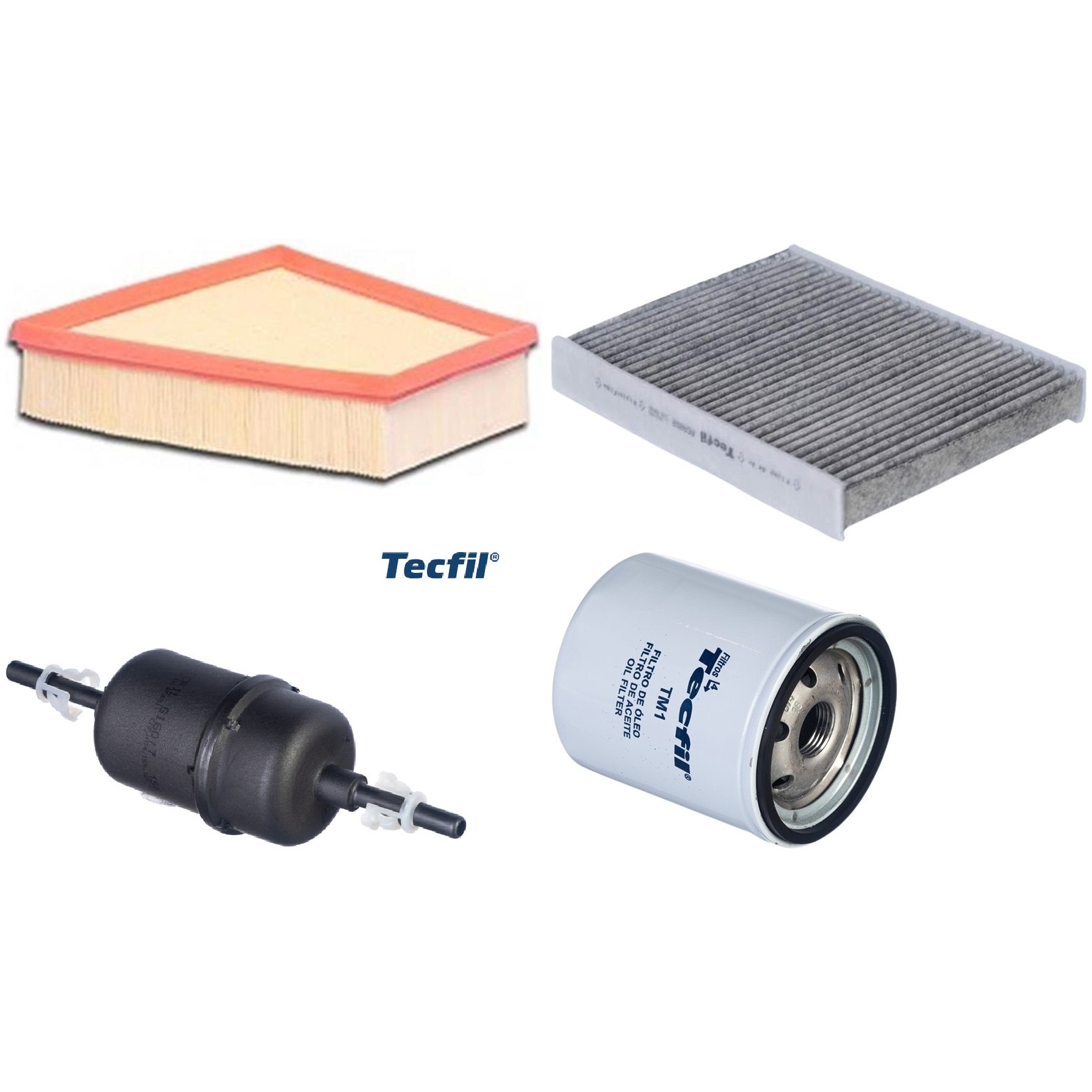 Kit Filtros de Ar do Motor, Óleo, Cabine e Combustível - Tecfil - ACA202 / ART6098 / GI60/7 / PSL34M-(TM1)
