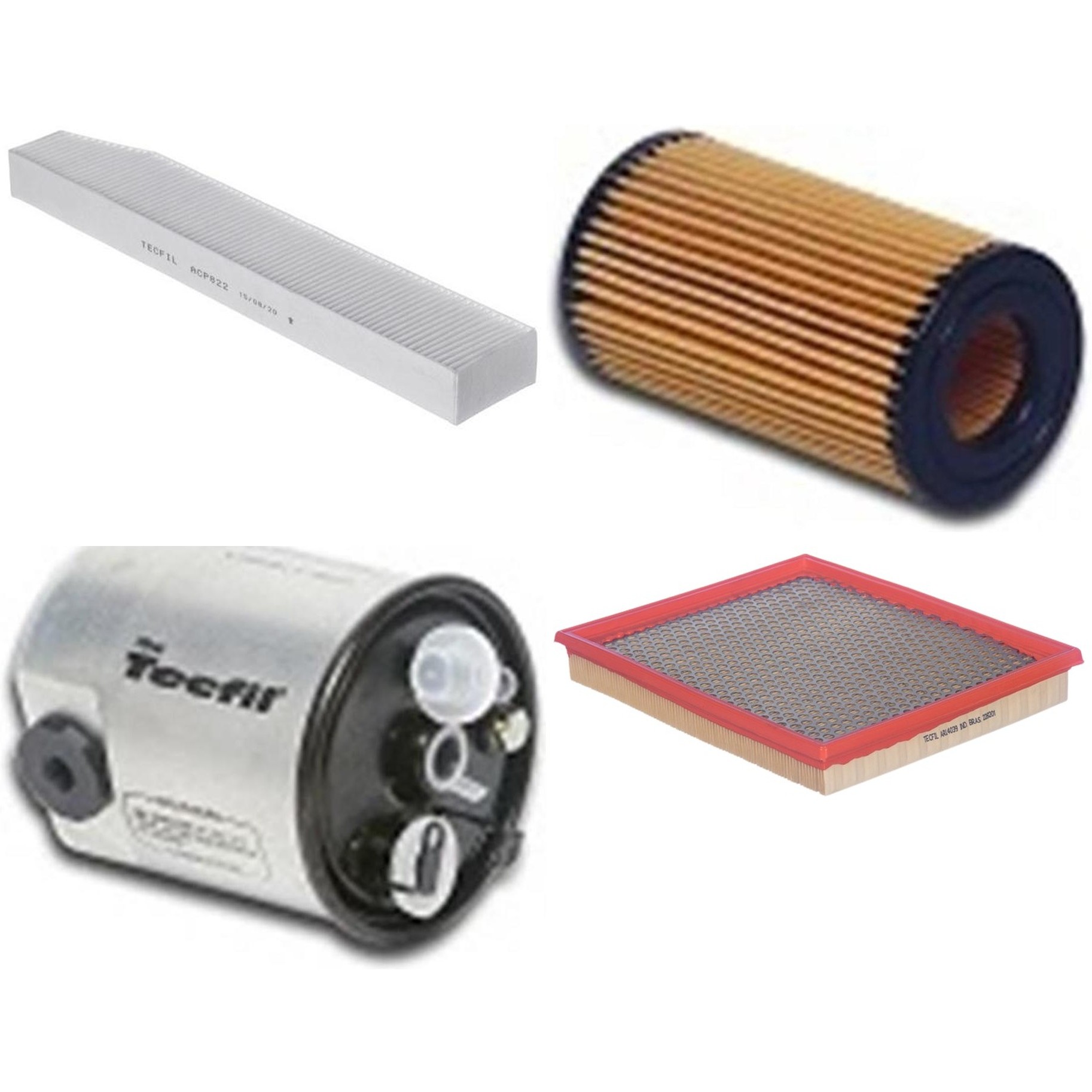 Kit Filtros de Ar do Motor, Óleo, Cabine e Combustível - Tecfil - ACP822 / ARL4039 / PEL311 / PSC882