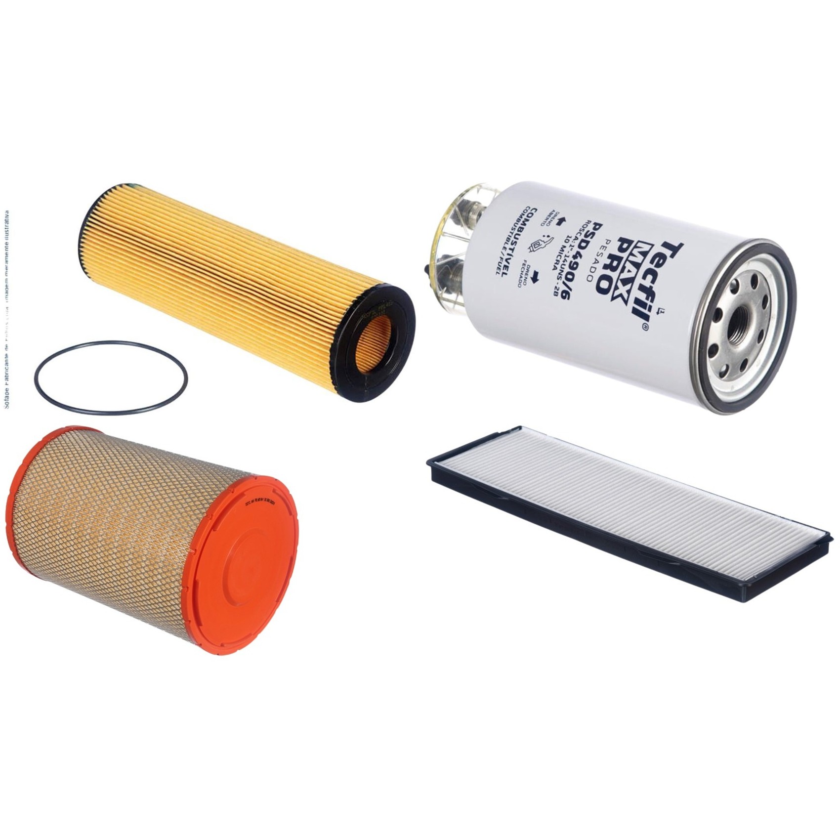 Kit Filtros de Ar do Motor, Óleo, Cabine e Combustível - Tecfil - ACP177 / ARS1184/1 / PEL415 / PSD490/6