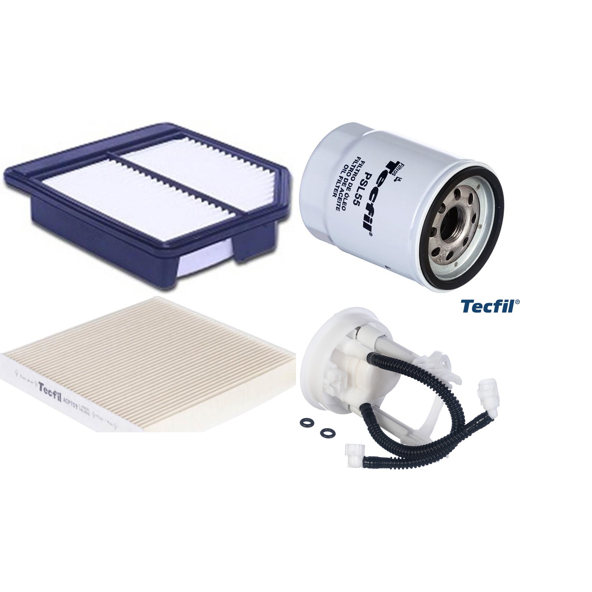 Kit Filtros de Ar do Motor, Óleo, Cabine e Combustível - Tecfil - ACP709 / ARL1034 / FBT2361 / PSL55