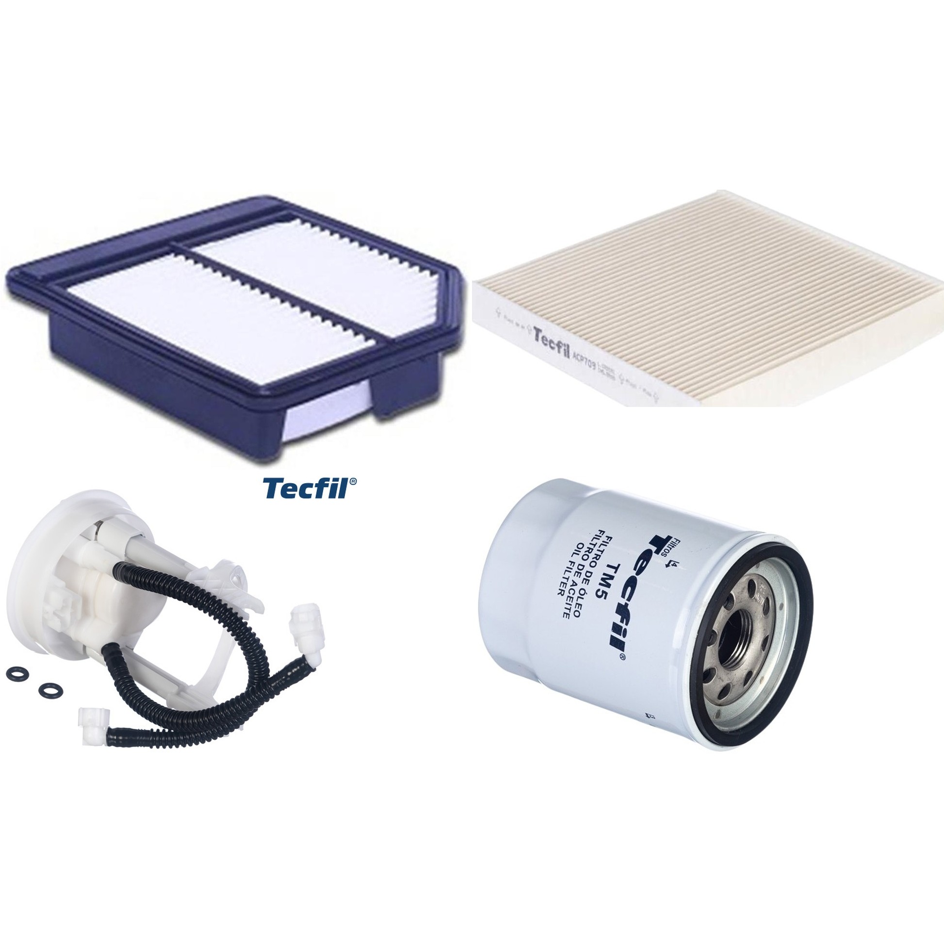 Kit Filtros de Ar do Motor, Óleo, Cabine e Combustível - Tecfil - ACP709 / ARL1034 / FBT2361 / PSL55M-(TM5)