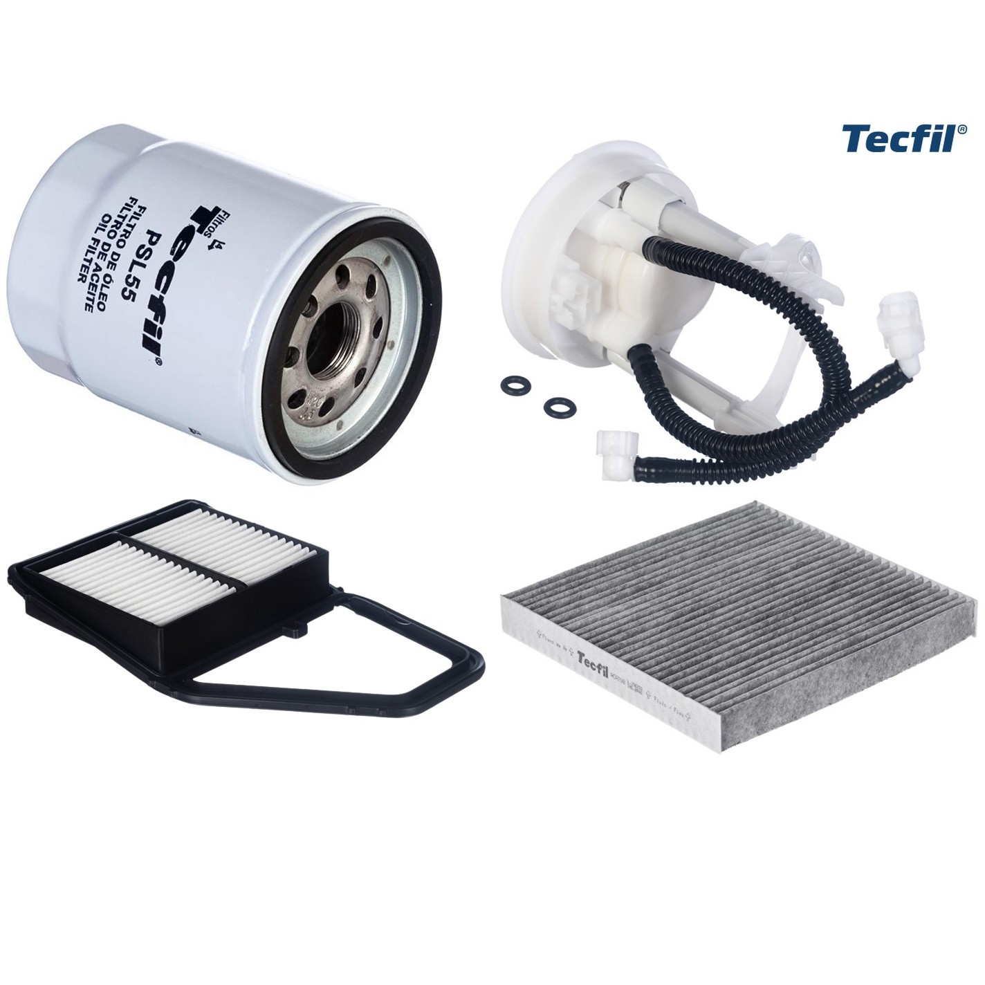 Kit Filtros de Ar do Motor, Óleo, Cabine e Combustível - Tecfil - ACA708 / ARL1032 / FBT2361 / PSL55