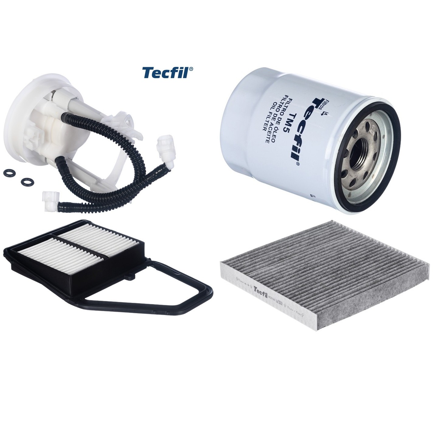 Kit Filtros de Ar do Motor, Óleo, Cabine e Combustível - Tecfil - ACA708 / ARL1032 / FBT2361 / PSL55M-(TM5)