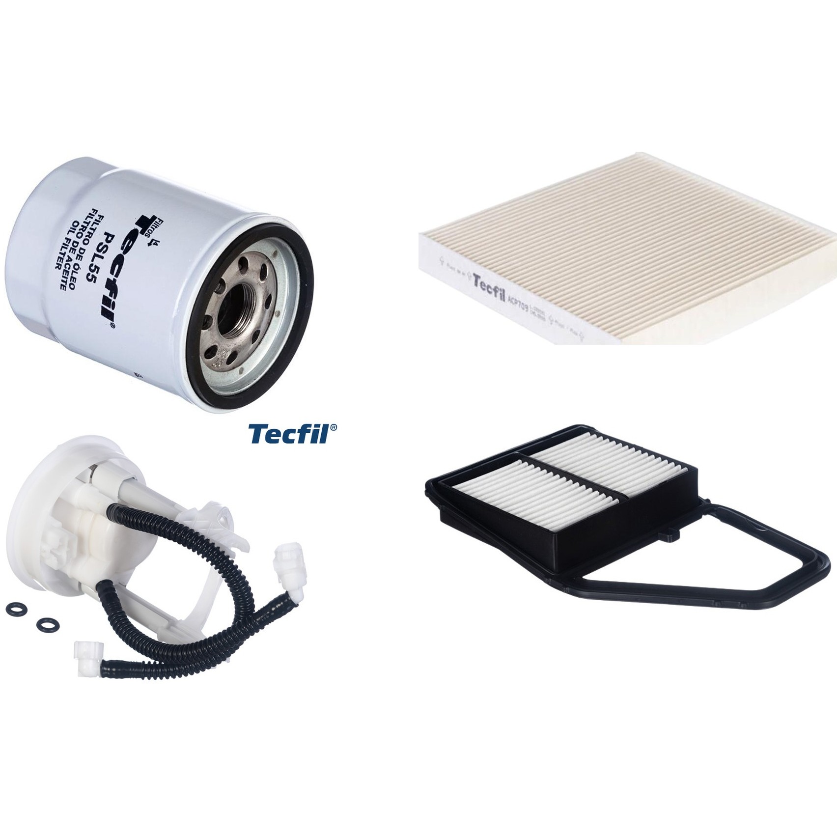 Kit Filtros de Ar do Motor, Óleo, Cabine e Combustível - Tecfil - ACP709 / ARL1032 / FBT2361 / PSL55