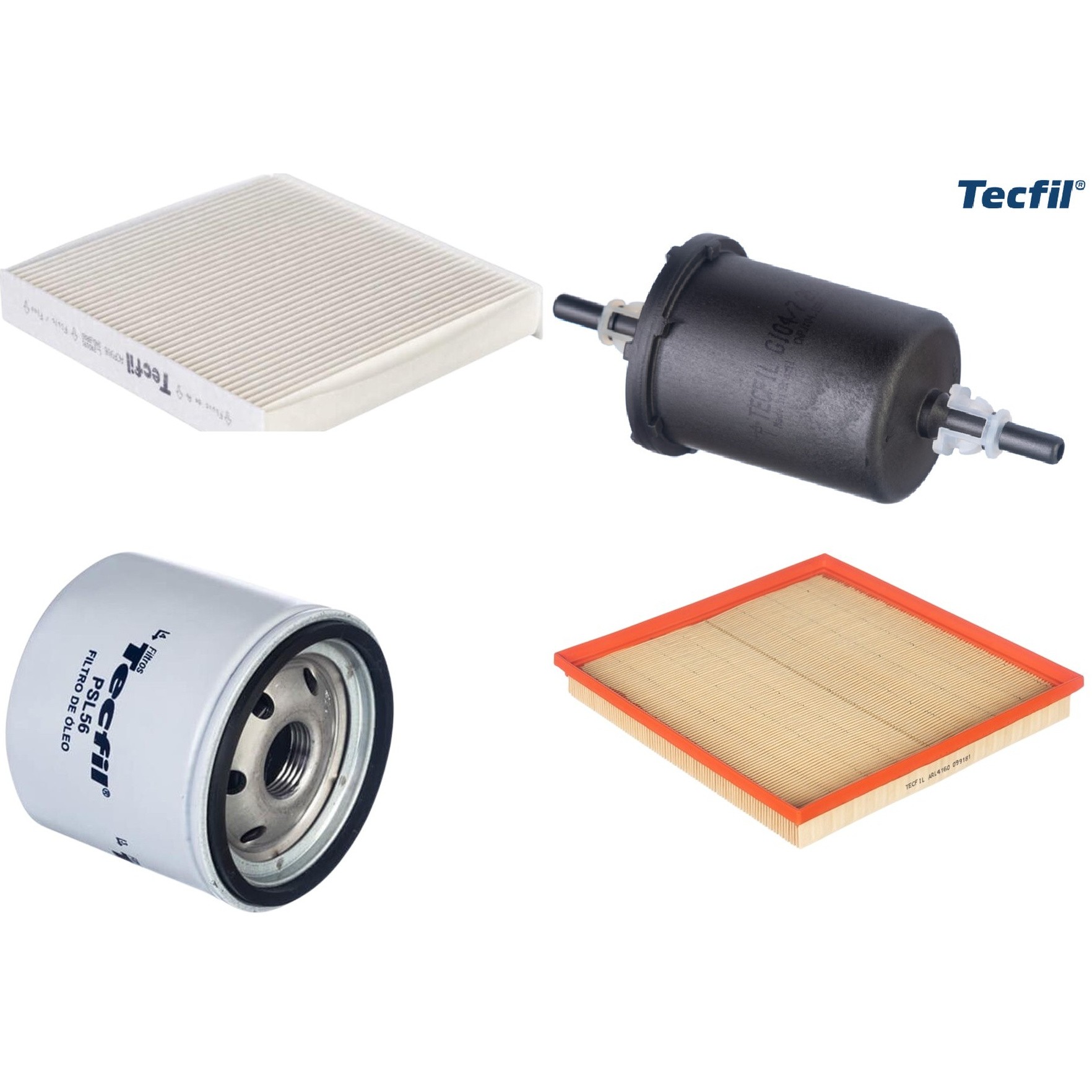 Kit Filtros de Ar do Motor, Óleo, Cabine e Combustível - Tecfil - ACP906 / ARL4160 / GI04/7 / PSL56