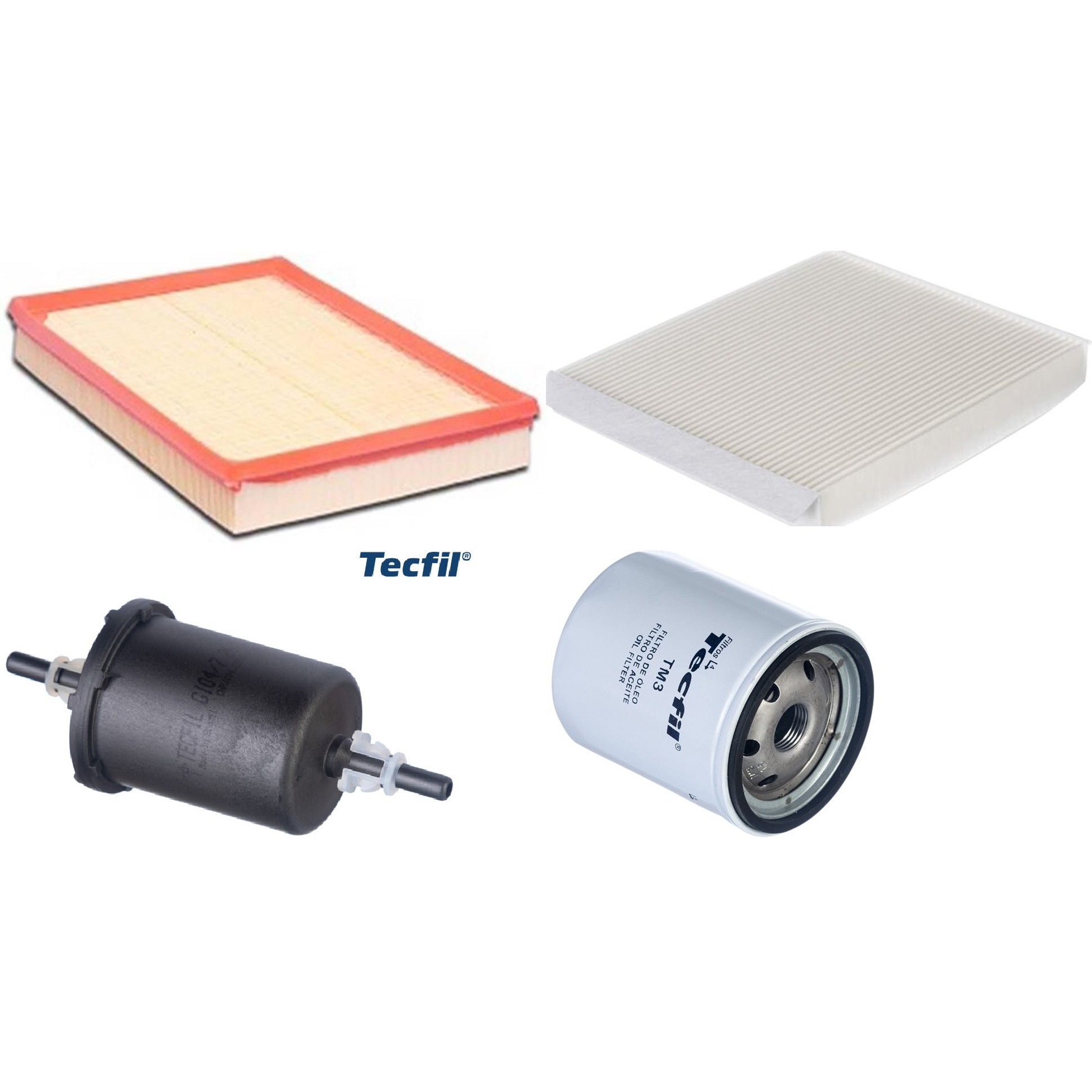 Kit Filtros de Ar do Motor, Óleo, Cabine e Combustível - Tecfil - ACP004 / ARL8825 / GI04/7 / PSL18M-(TM3)