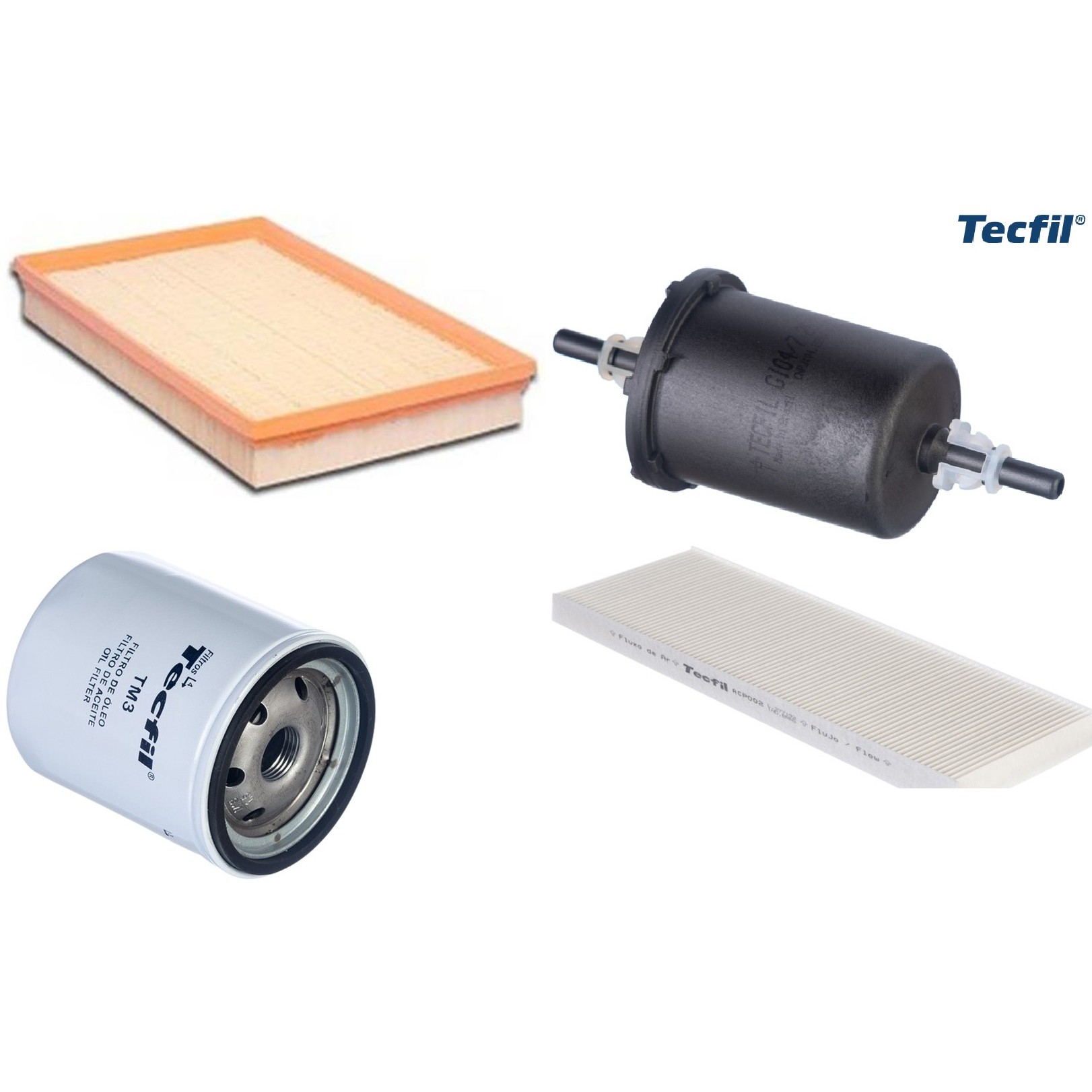 Kit Filtros de Ar do Motor, Óleo, Cabine e Combustível - Tecfil - ACP002 / ARL8839 / GI04/7 / PSL18M-(TM3)