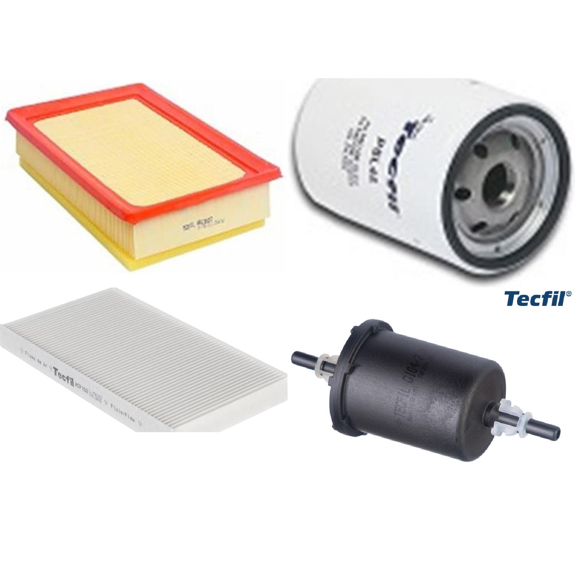 Kit Filtros de Ar do Motor, Óleo, Cabine e Combustível - Tecfil - ACP102 / ARL2507 / GI04/7 / PSL45