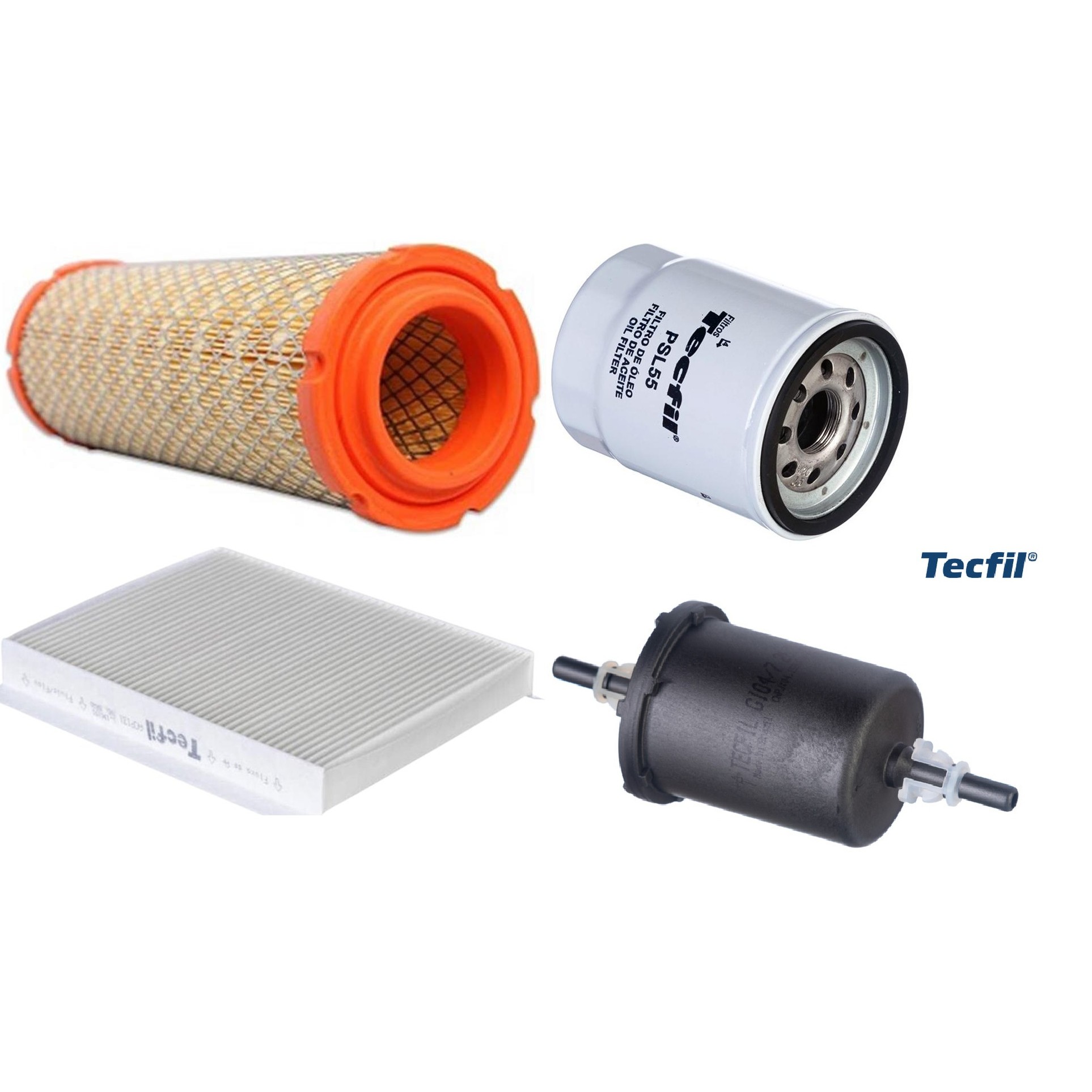 Kit Filtros de Ar do Motor, Óleo, Cabine e Combustível - Tecfil - ACP131 / ARS1029 / GI04/7 / PSL55