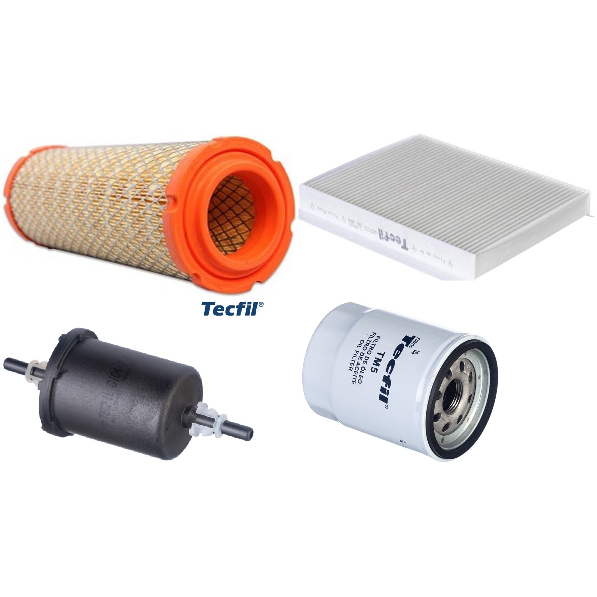 Kit Filtros de Ar do Motor, Óleo, Cabine e Combustível - Tecfil - ACP131 / ARS1029 / GI04/7 / PSL55M-(TM5)
