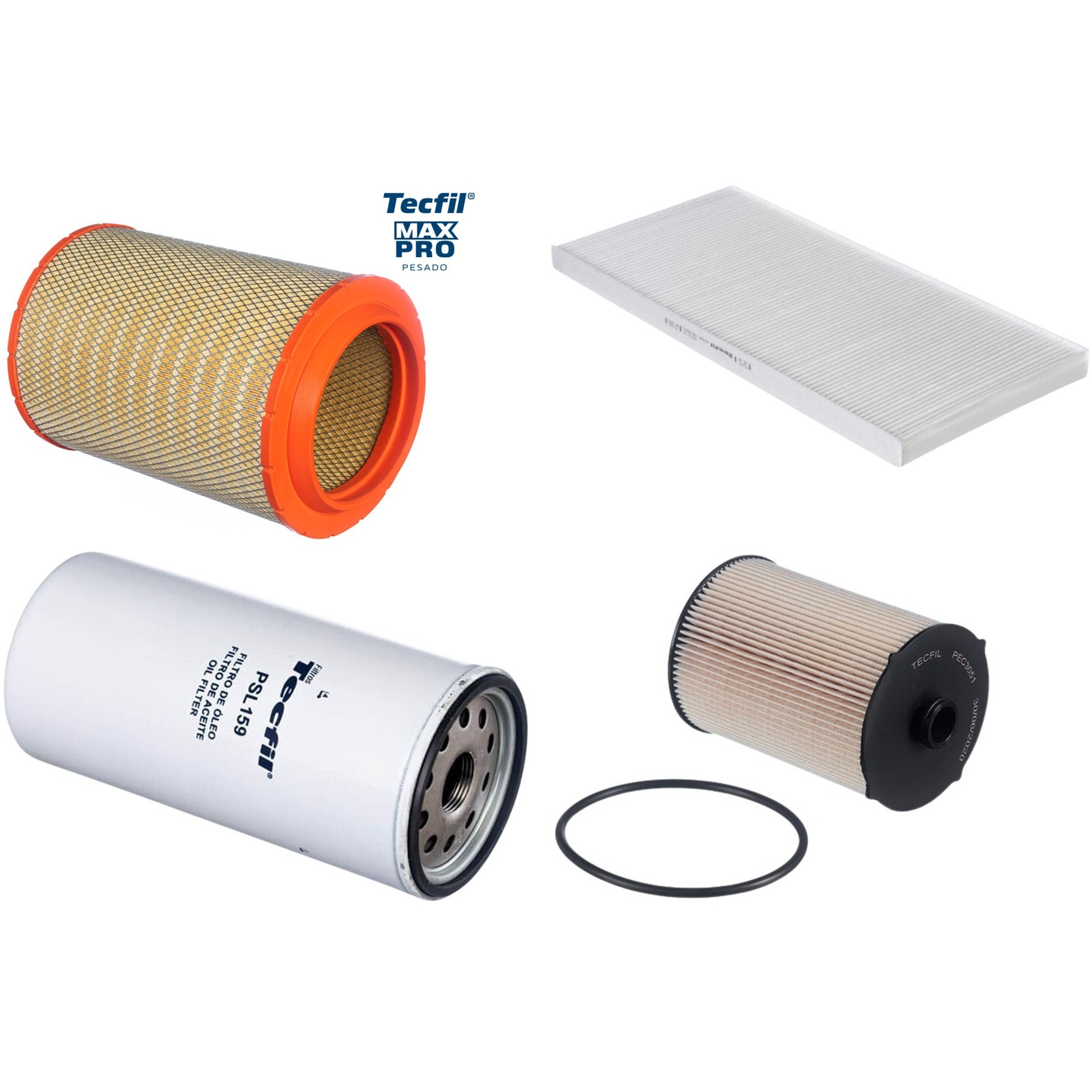 Kit Filtros de Ar do Motor, Óleo, Cabine e Combustível - Tecfil - ACP966 / ARS8235 / PEC3051 / PSL159
