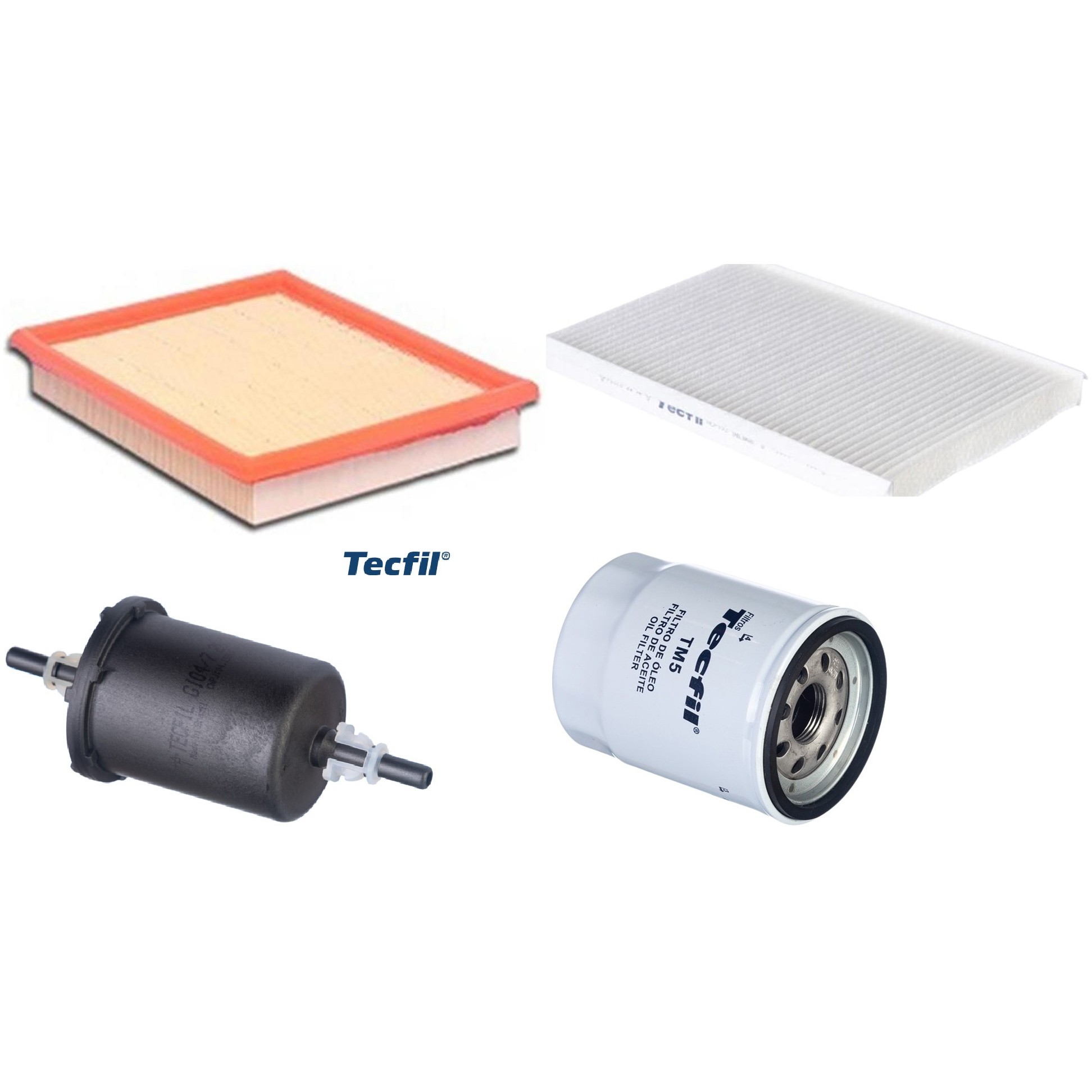 Kit Filtros de Ar do Motor, Óleo, Cabine e Combustível - Tecfil - ACP103 / ARL4150 / GI04/7 / PSL55M-(TM5)