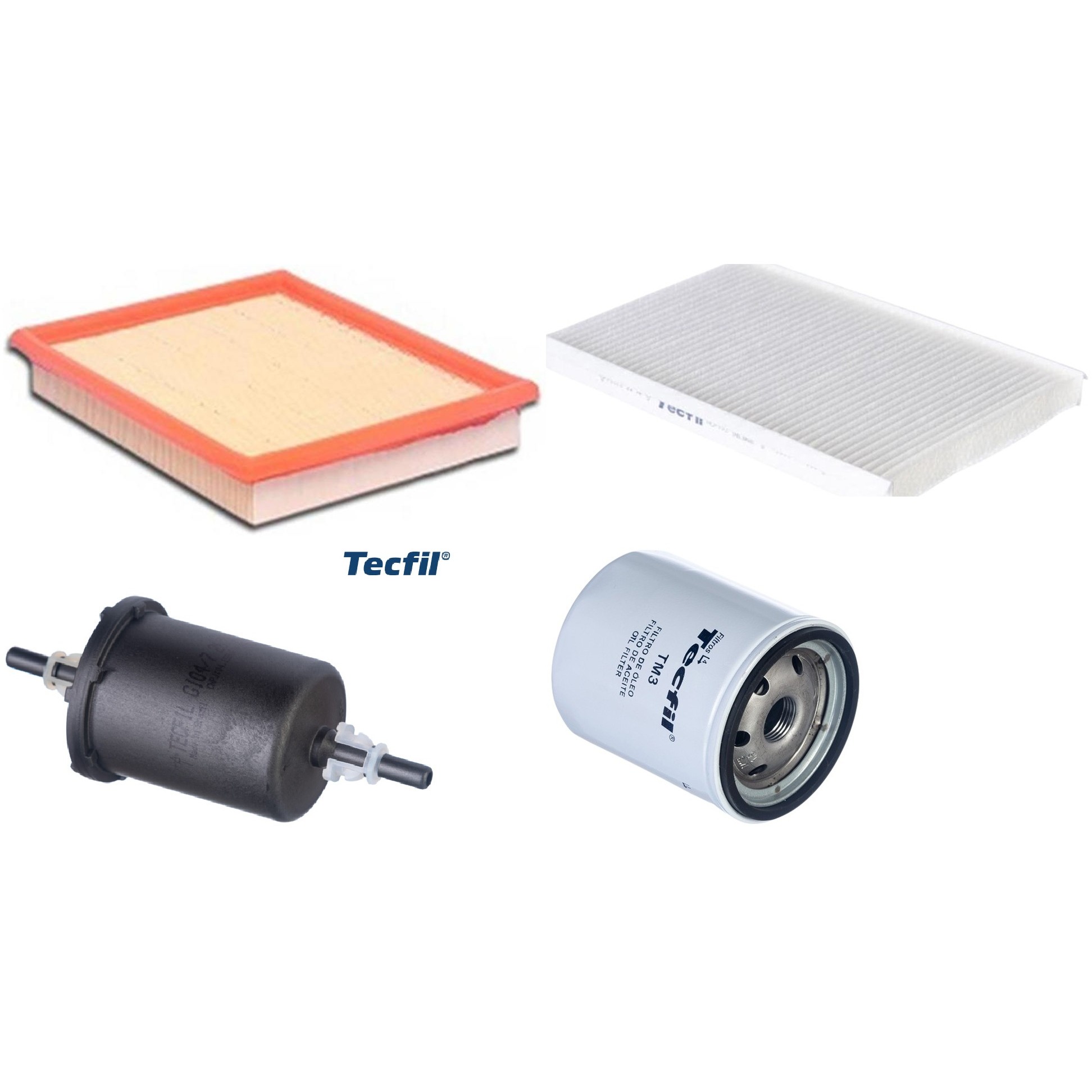 Kit Filtros de Ar do Motor, Óleo, Cabine e Combustível - Tecfil - ACP103 / ARL4150 / GI04/7 / PSL18M-(TM3)