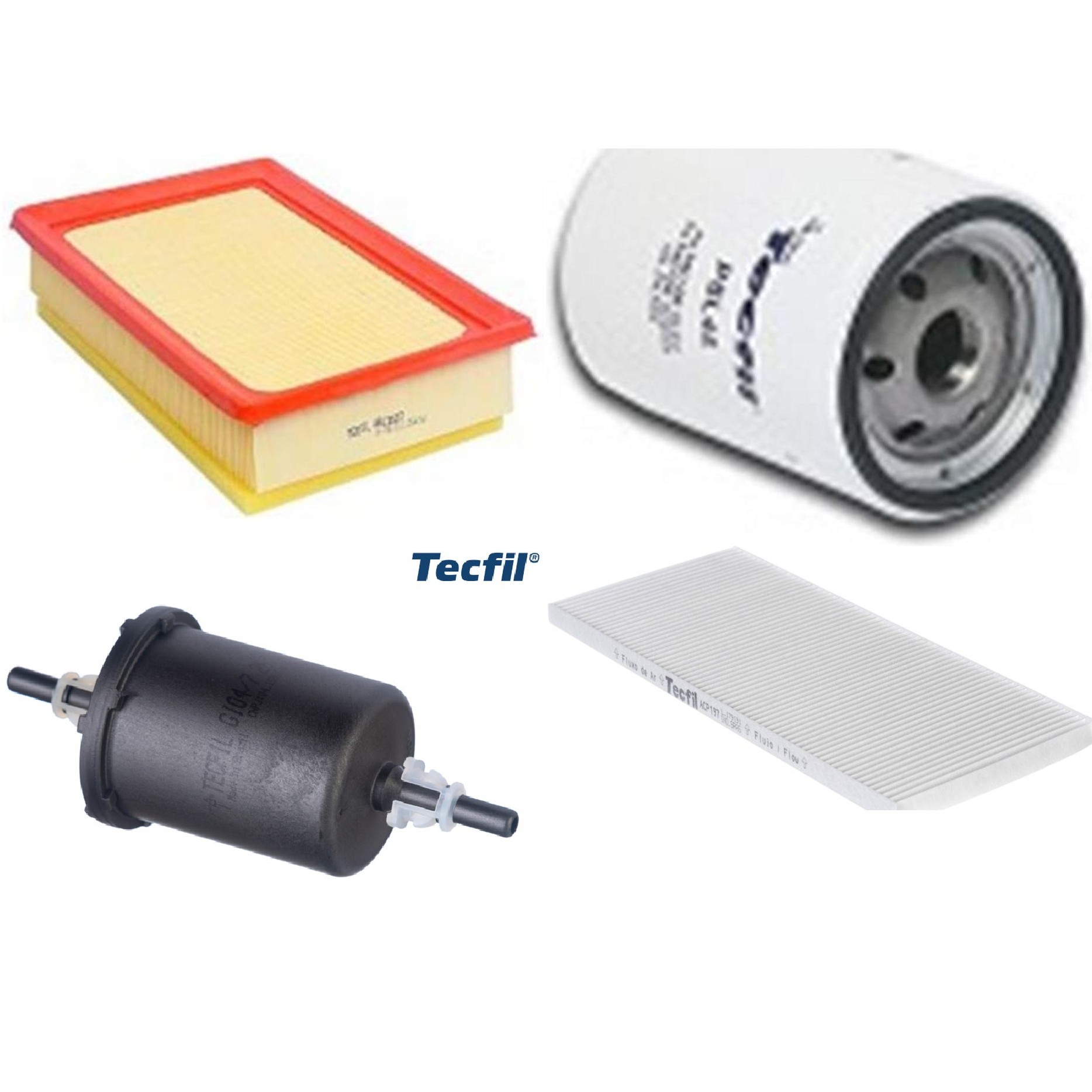 Kit Filtros de Ar do Motor, Óleo, Cabine e Combustível - Tecfil - ACP197 / ARL2507 / GI04/7 / PSL45
