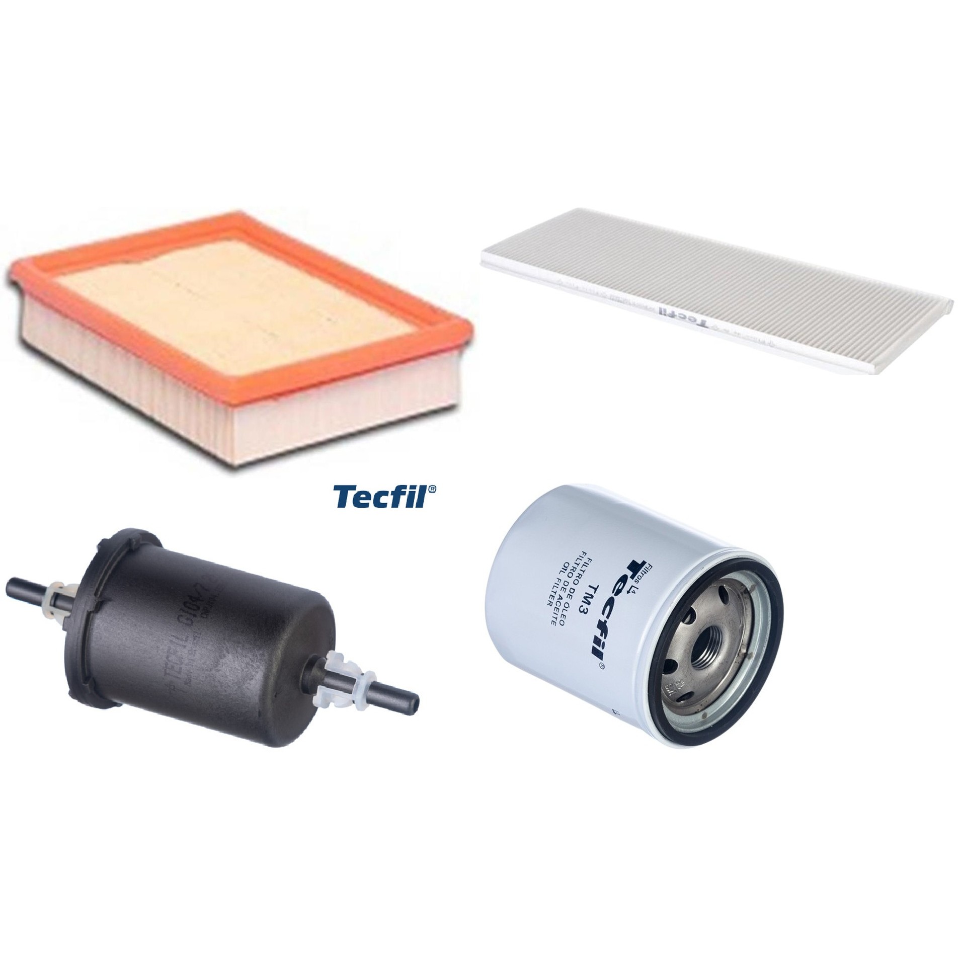 Kit Filtros de Ar do Motor, Óleo, Cabine e Combustível - Tecfil - ACP003 / ARL8834 / GI04/7 / PSL18M-(TM3)
