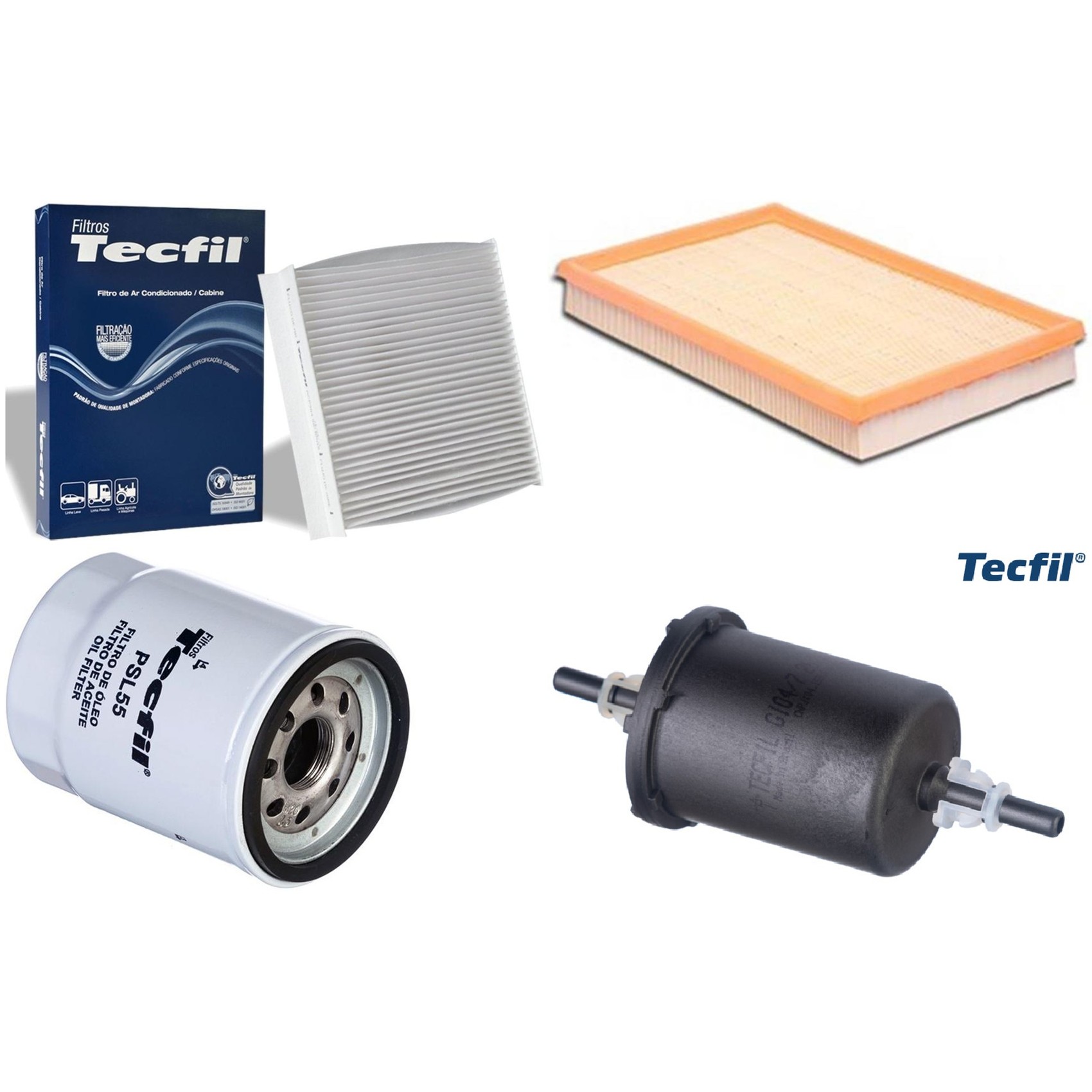 Kit Filtros de Ar do Motor, Óleo, Cabine e Combustível - Tecfil - ACP904 / ARL4151 / GI04/7 / PSL55